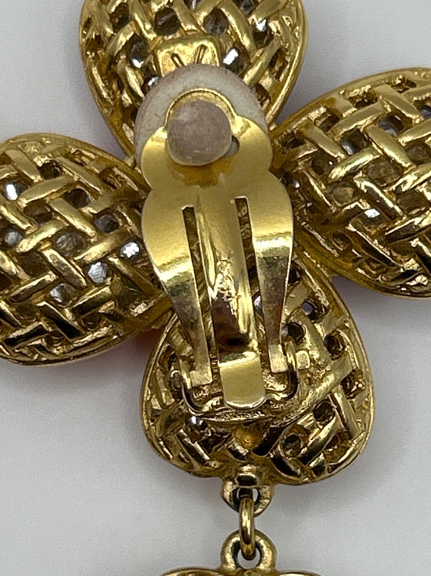 Yves Saint Laurent Vintage Glass Heart Drop Dangle Earrings