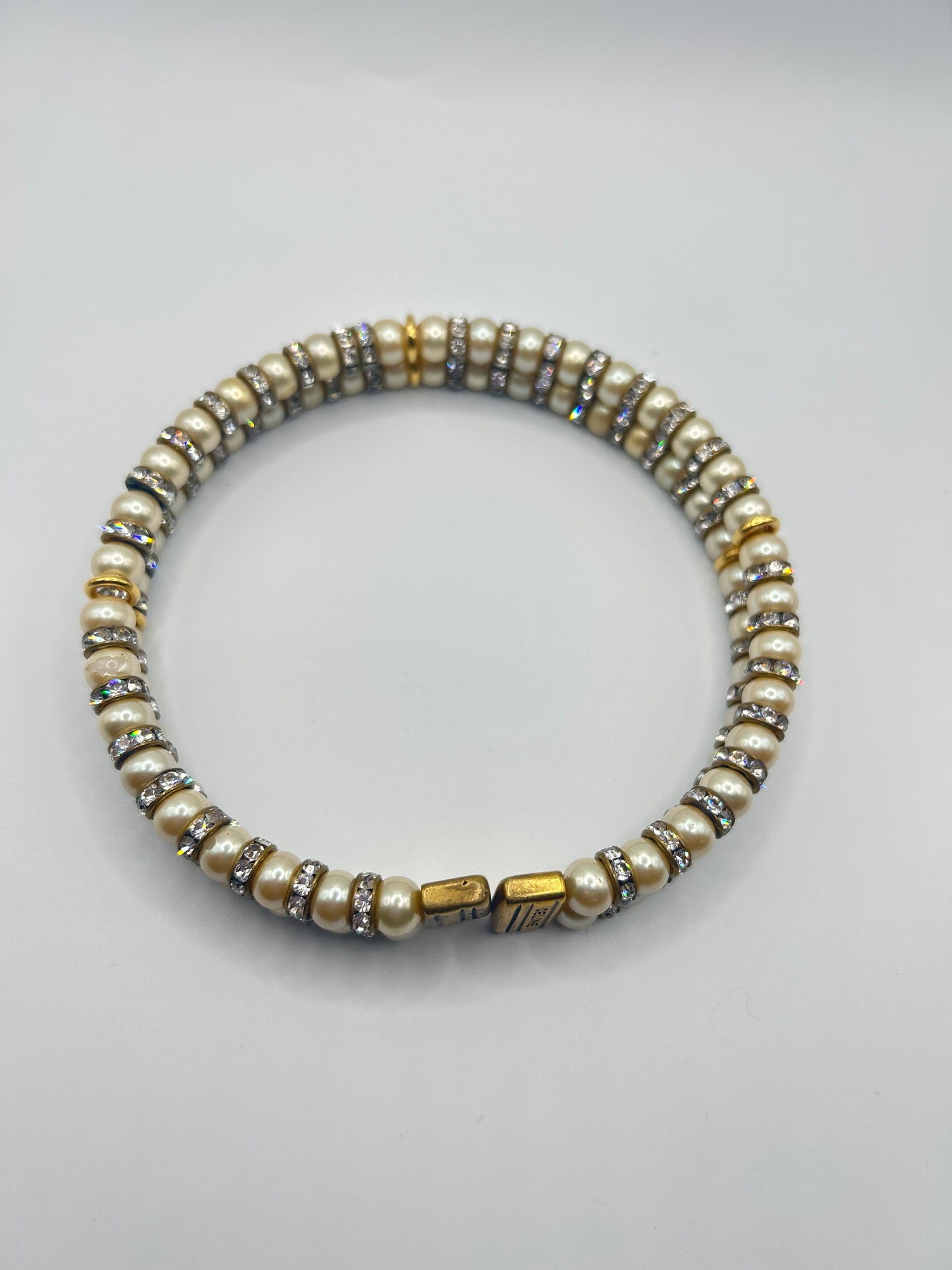 Celine vintage faux pearl and diamanté choker