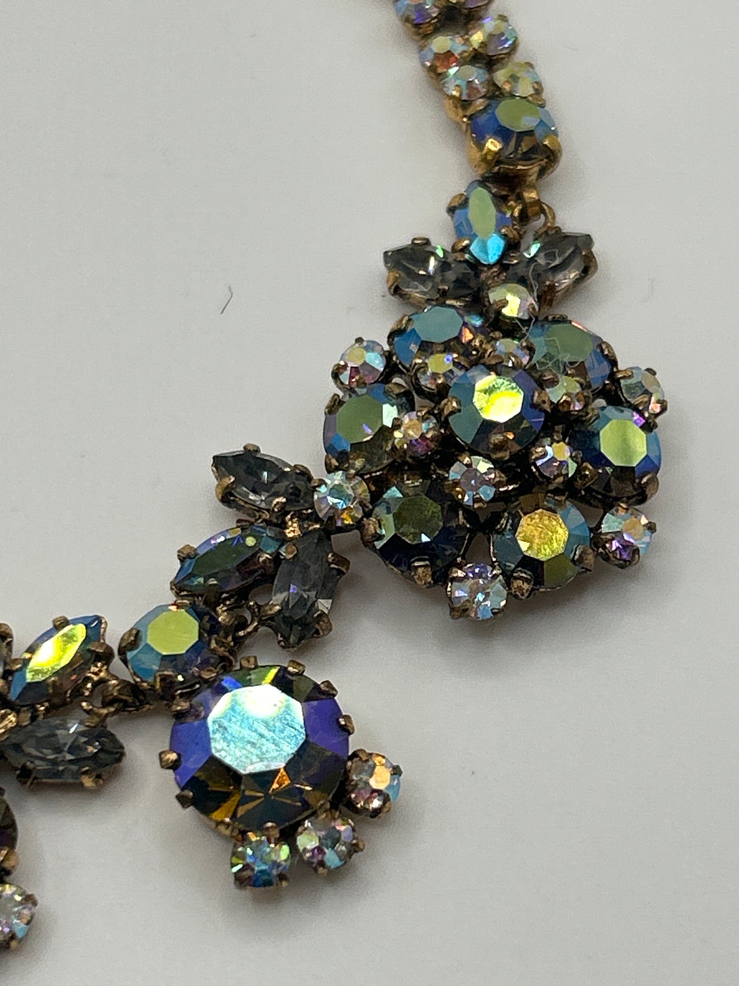 Vintage Aurora Borealis 1950s Crystal necklace .
