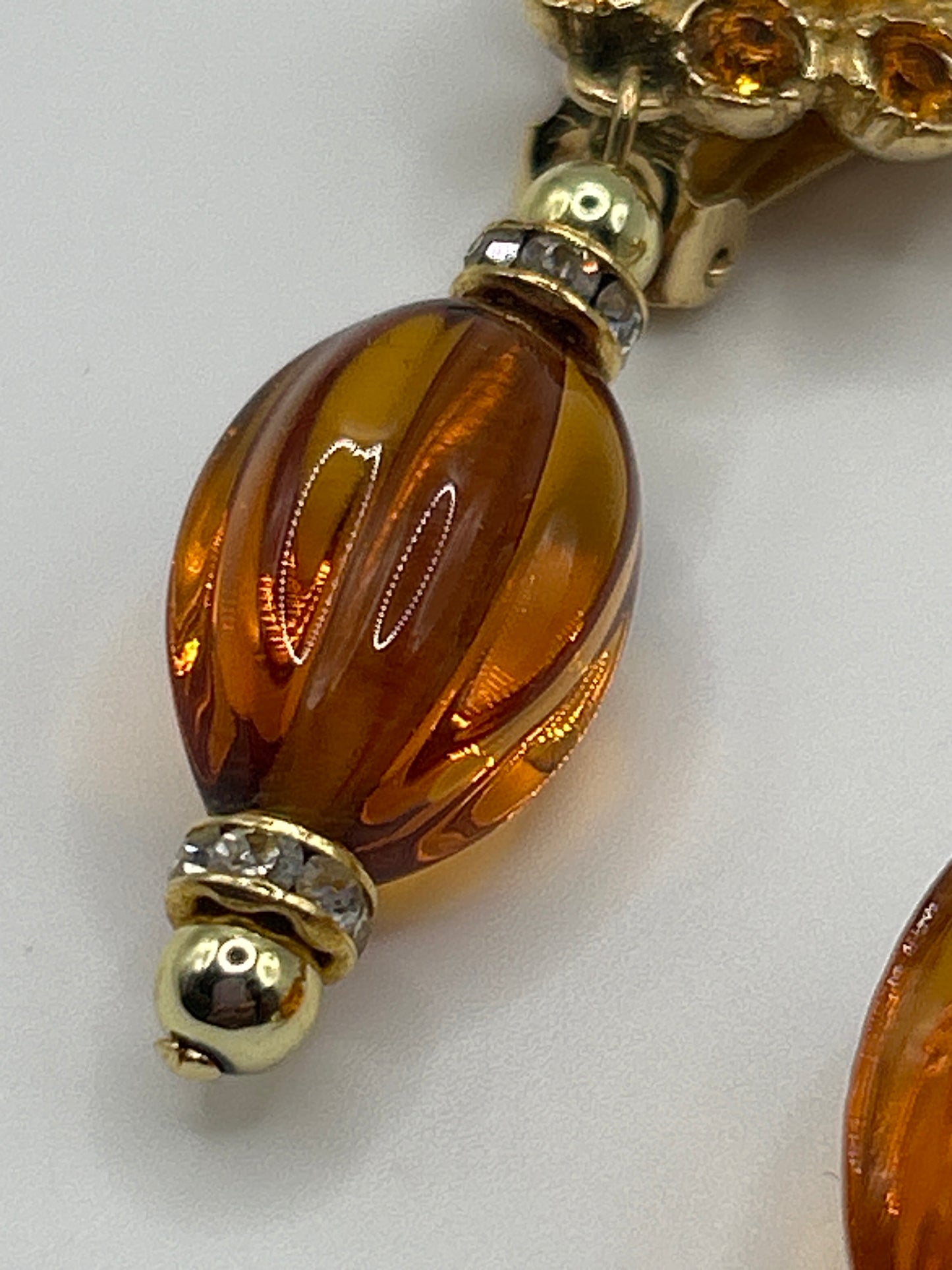 Christian Dior vintage Amber coloured glass drop earrings