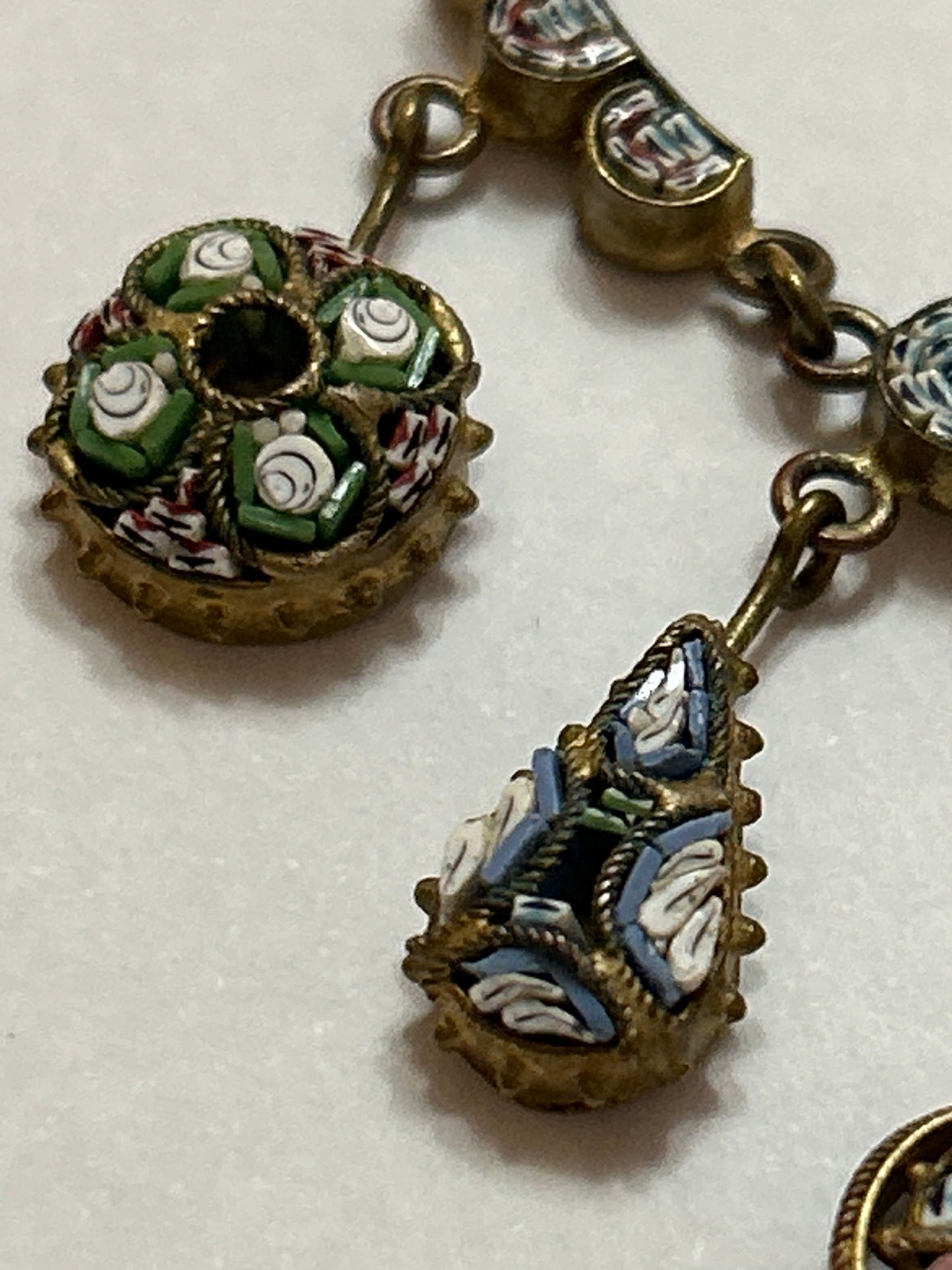 Antique Micromosaic Festoon Necklace With Scarab Beetle Rare