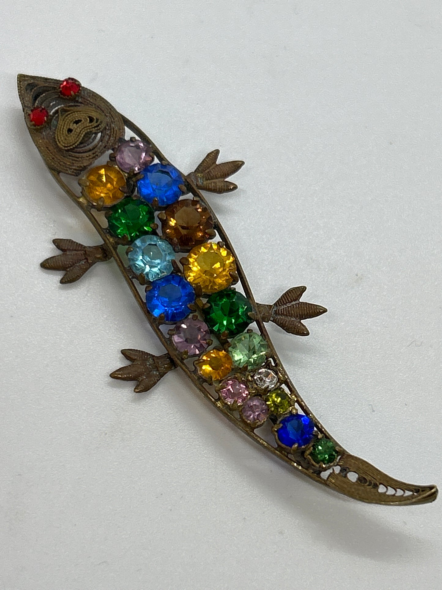 Art Deco Gecko vintage Czech brooch.