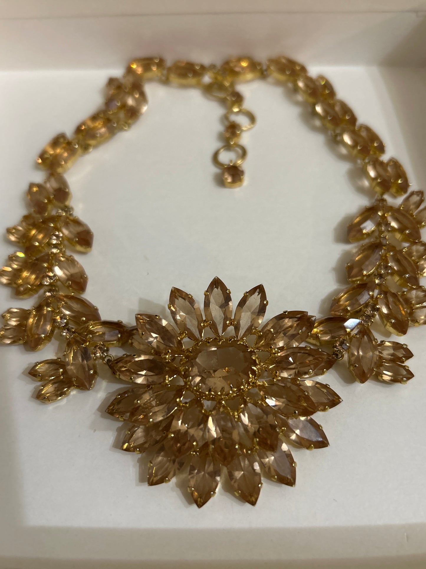 Christian Dior Vintage Signed 1961 Necklace Boxed Stunning Champagne Rhinestones