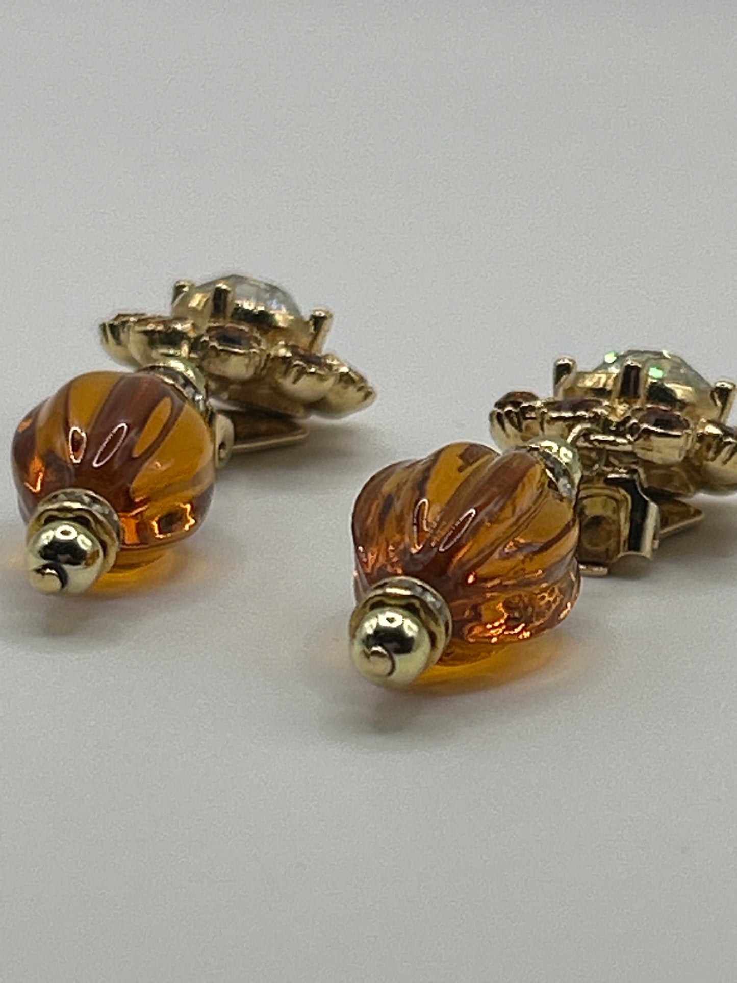 Christian Dior vintage Amber coloured glass drop earrings
