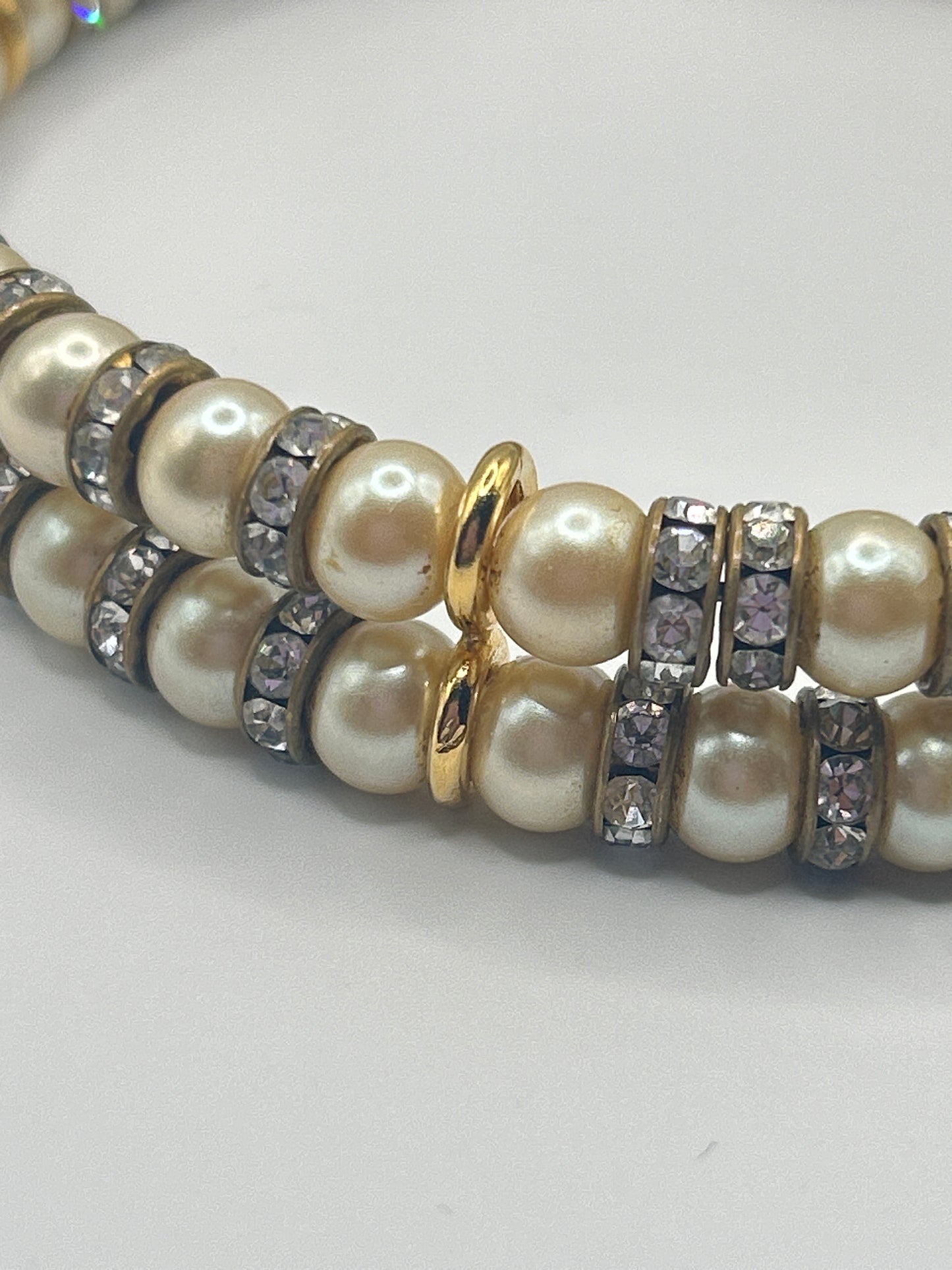 Celine vintage faux pearl and diamanté choker
