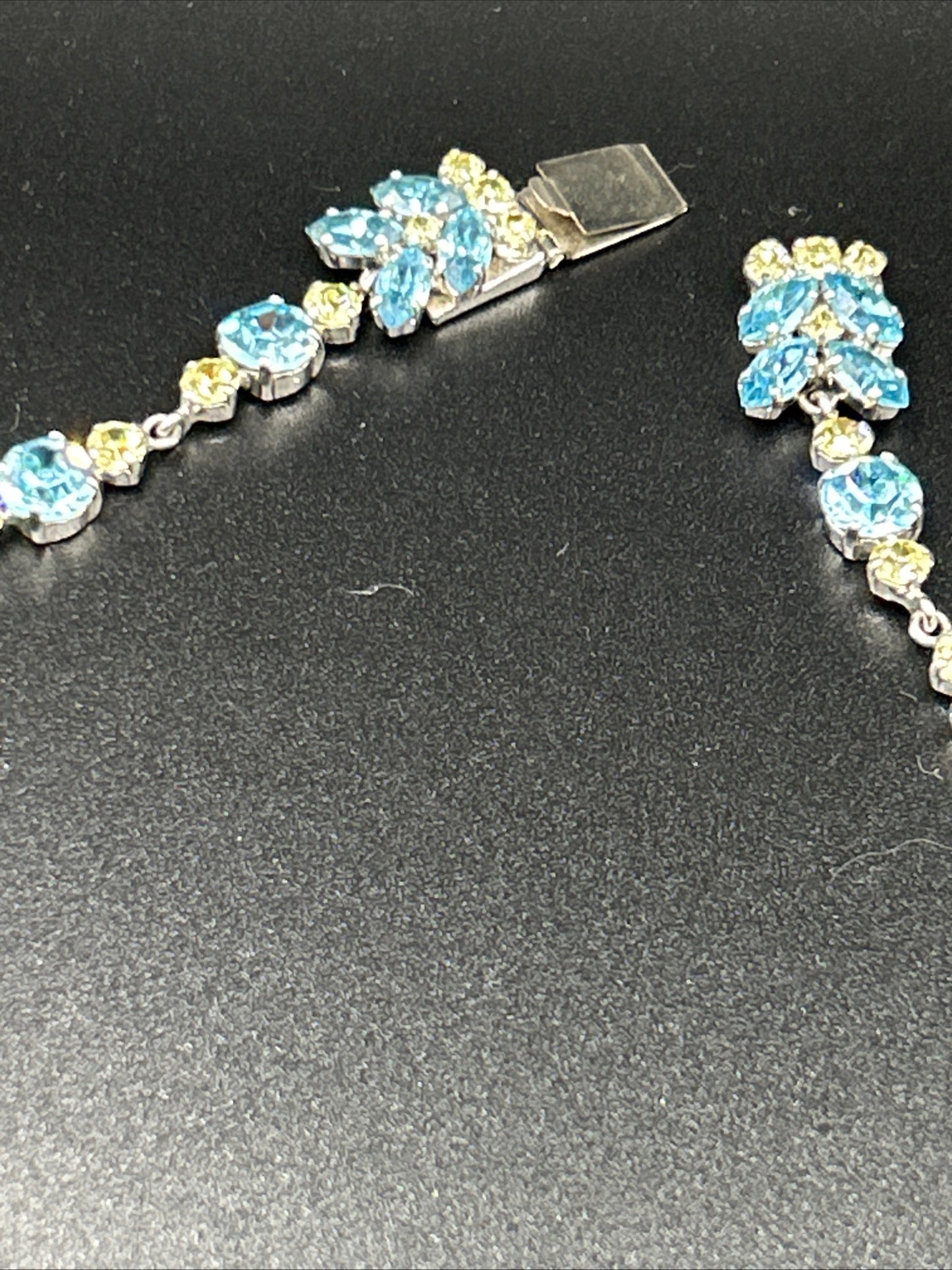Vintage 1970s Christian Dior Lemon Citrine Paste & Blue Crystal Necklace