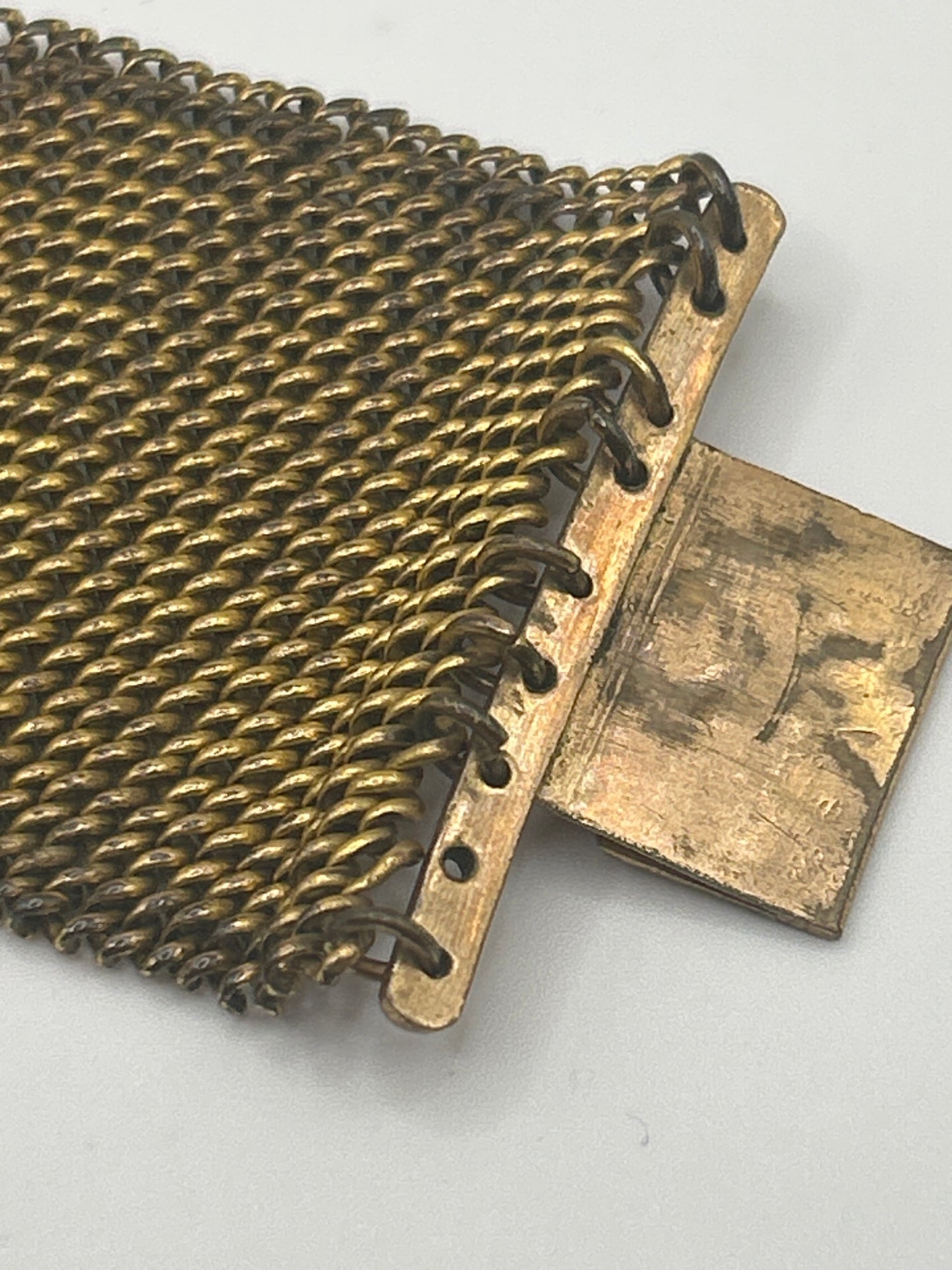 Antique Victorian Etruscan Mesh Pinchbeck Bracelet Paste Citrine.