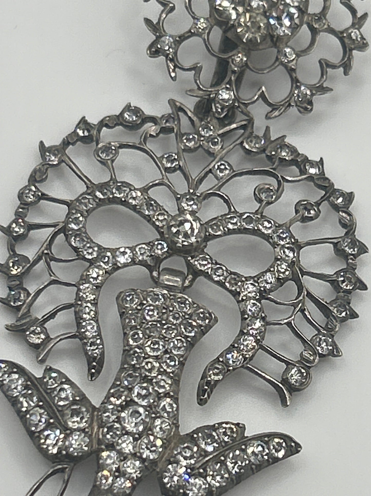 Antique Edwardian Saint Esprit pendant silver & paste. French. Articulated.