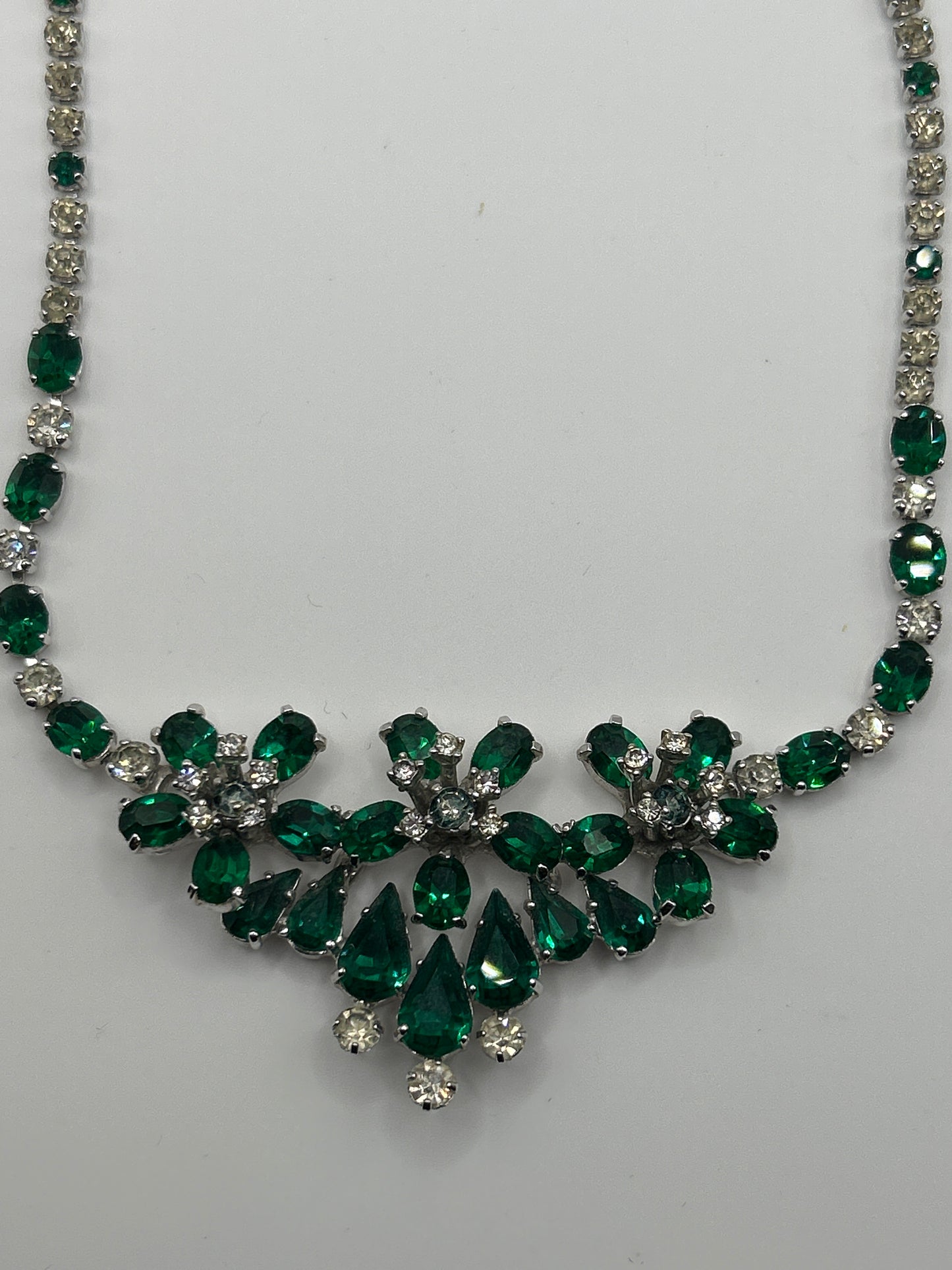 Christian Dior Mitchel Maer vintage 1950s necklace green crystals.