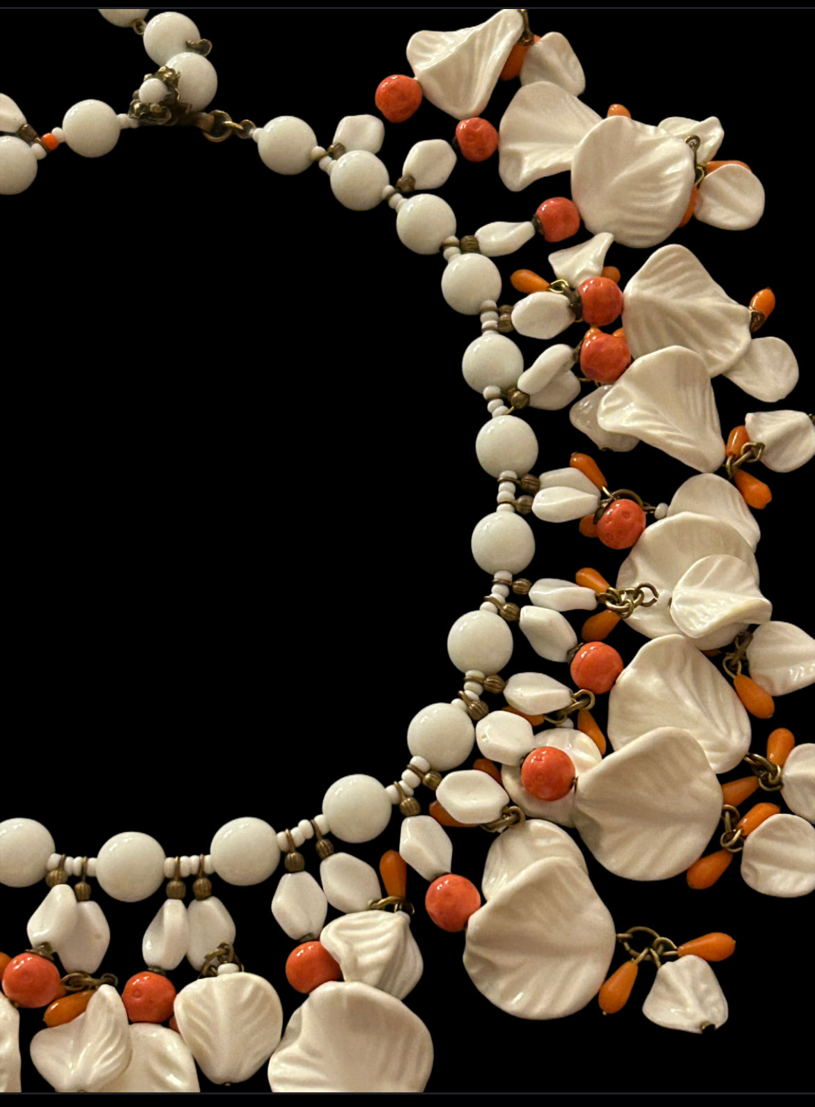 Miriam Haskell vintage Rare Milk Glass Necklace.