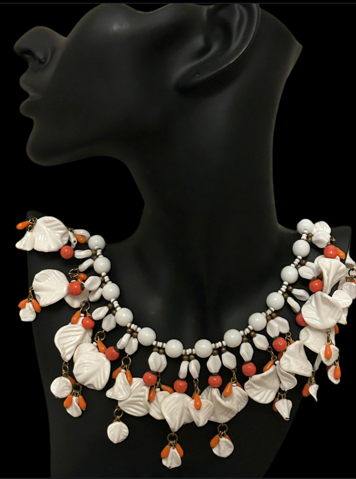 Miriam Haskell vintage Rare Milk Glass Necklace.