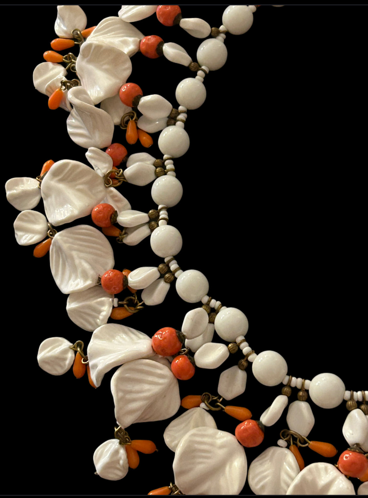 Miriam Haskell vintage Rare Milk Glass Necklace.