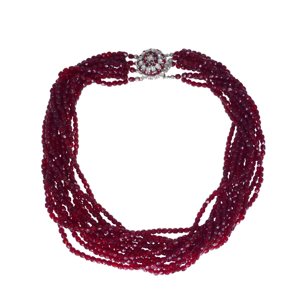 Christian Dior vintage 1964  Multi-Strand Red Glass Beaded Necklace