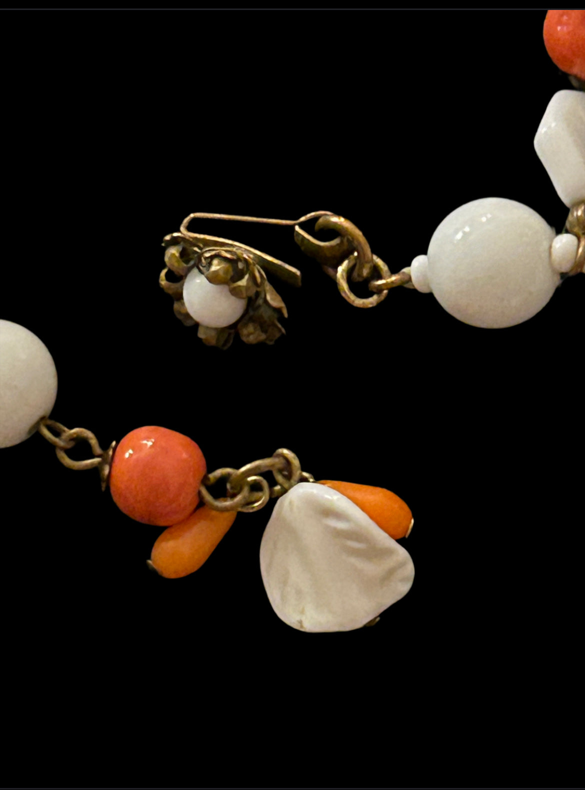 Miriam Haskell vintage Rare Milk Glass Necklace.
