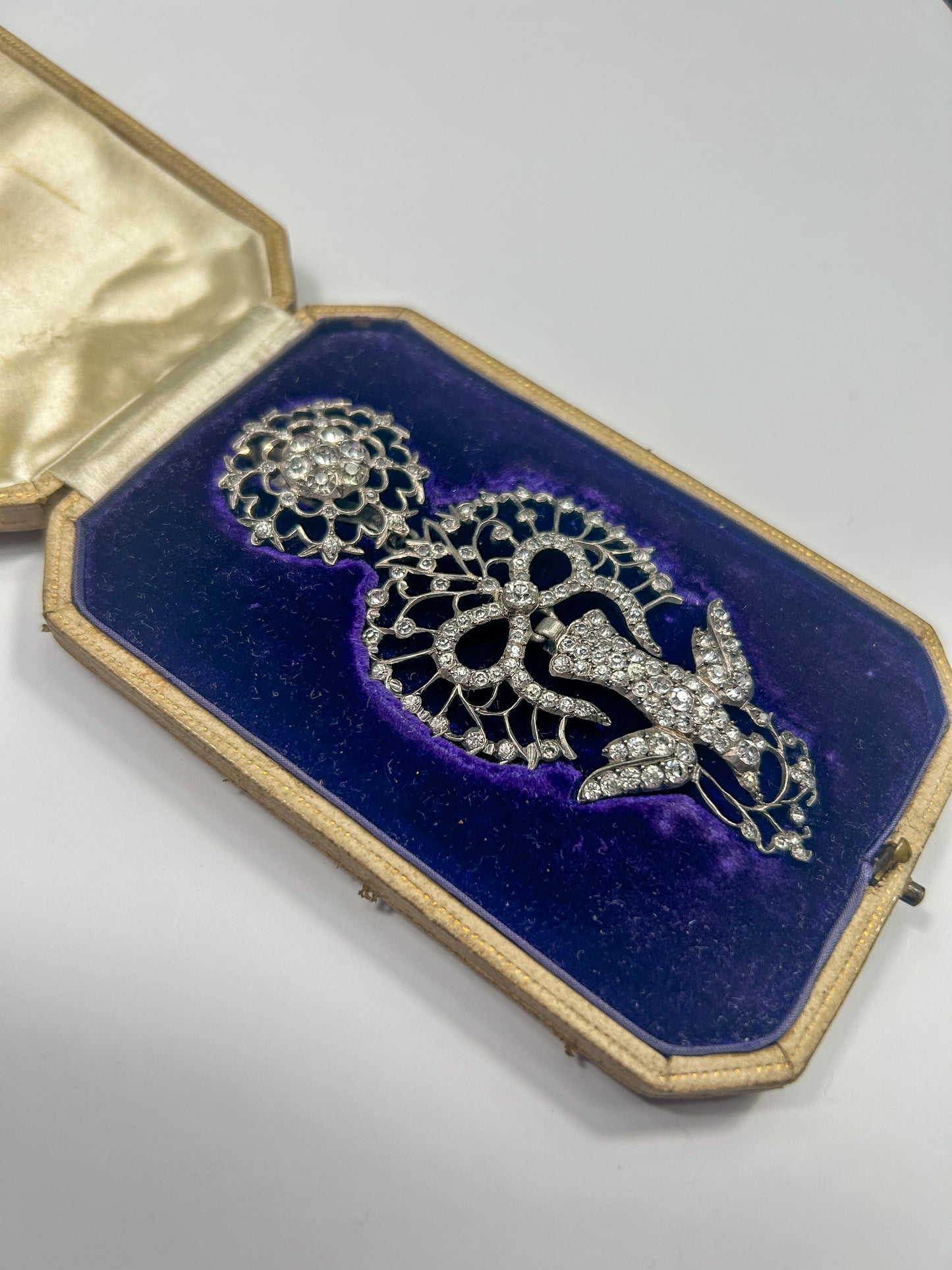 Antique Edwardian Saint Esprit pendant silver & paste.