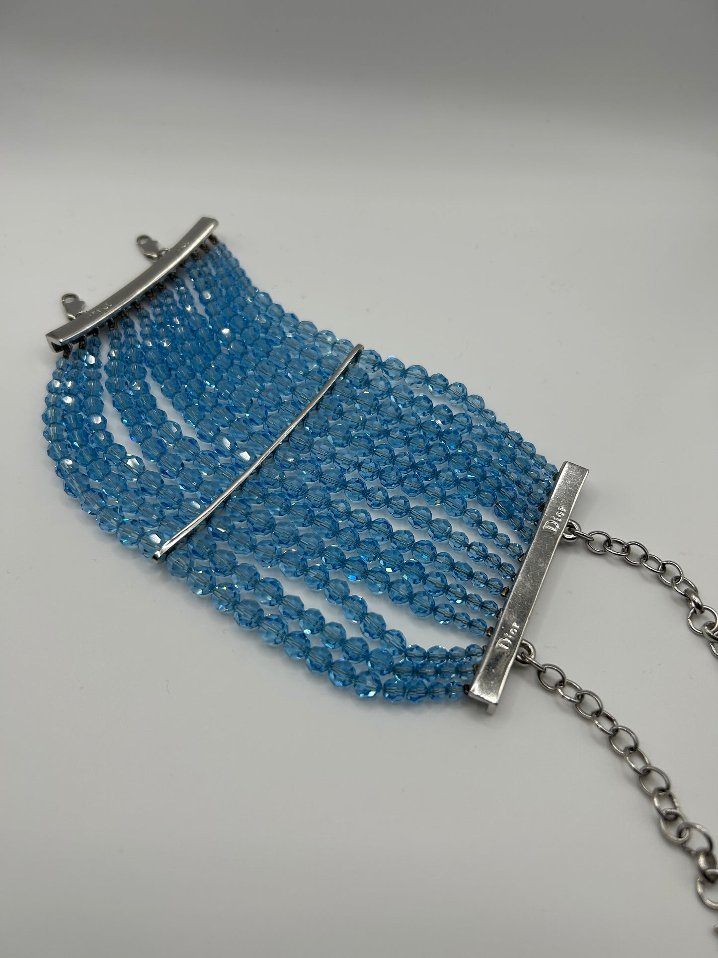 Christian Dior vintage bracelet from John Galliano era. 1990s. Baby blue glass crystals.