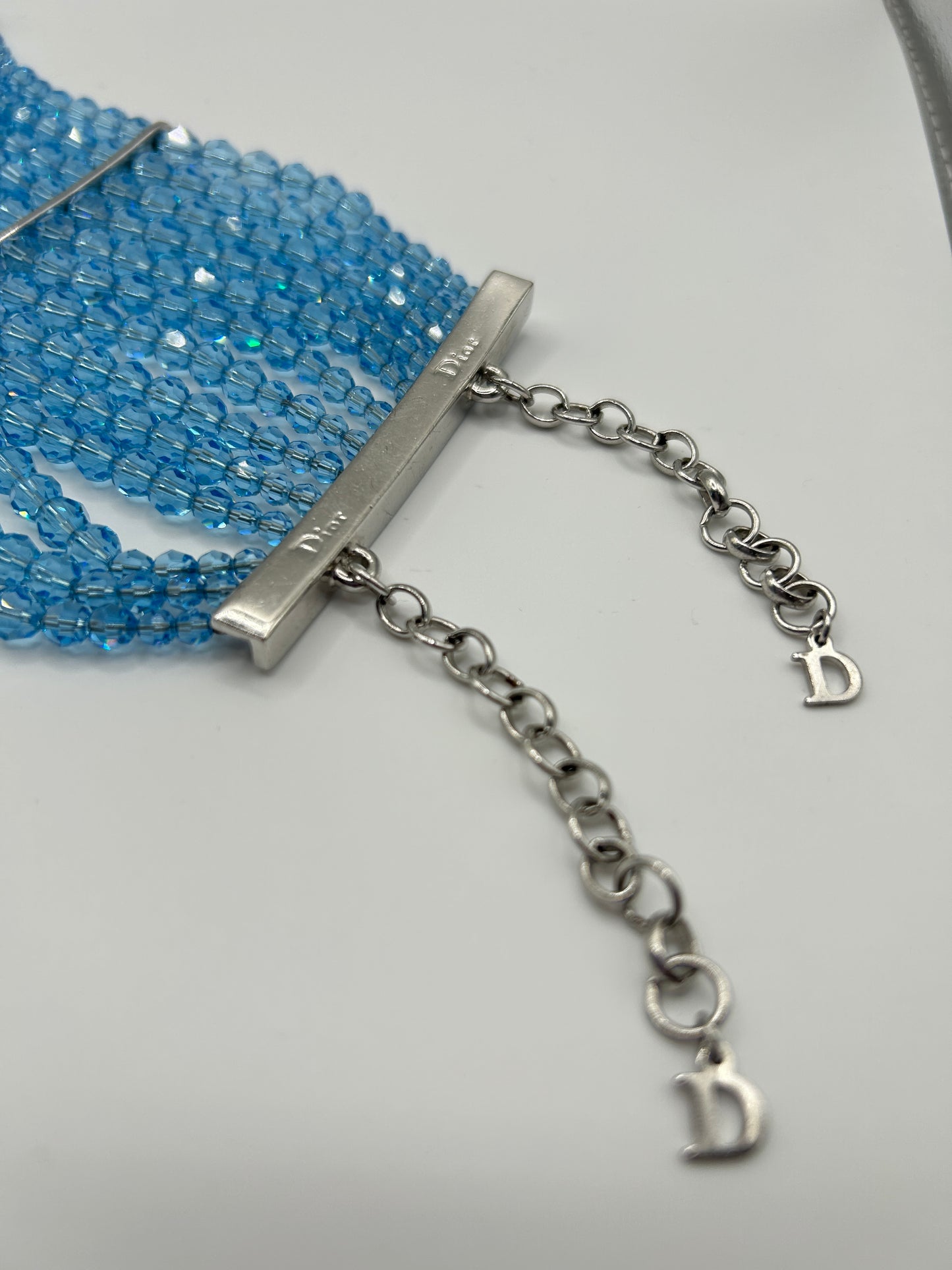 Christian Dior vintage bracelet from John Galliano era. 1990s. Baby blue glass crystals.