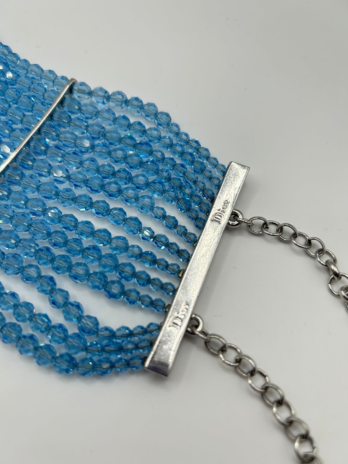 Christian Dior vintage bracelet from John Galliano era. 1990s. Baby blue glass crystals.