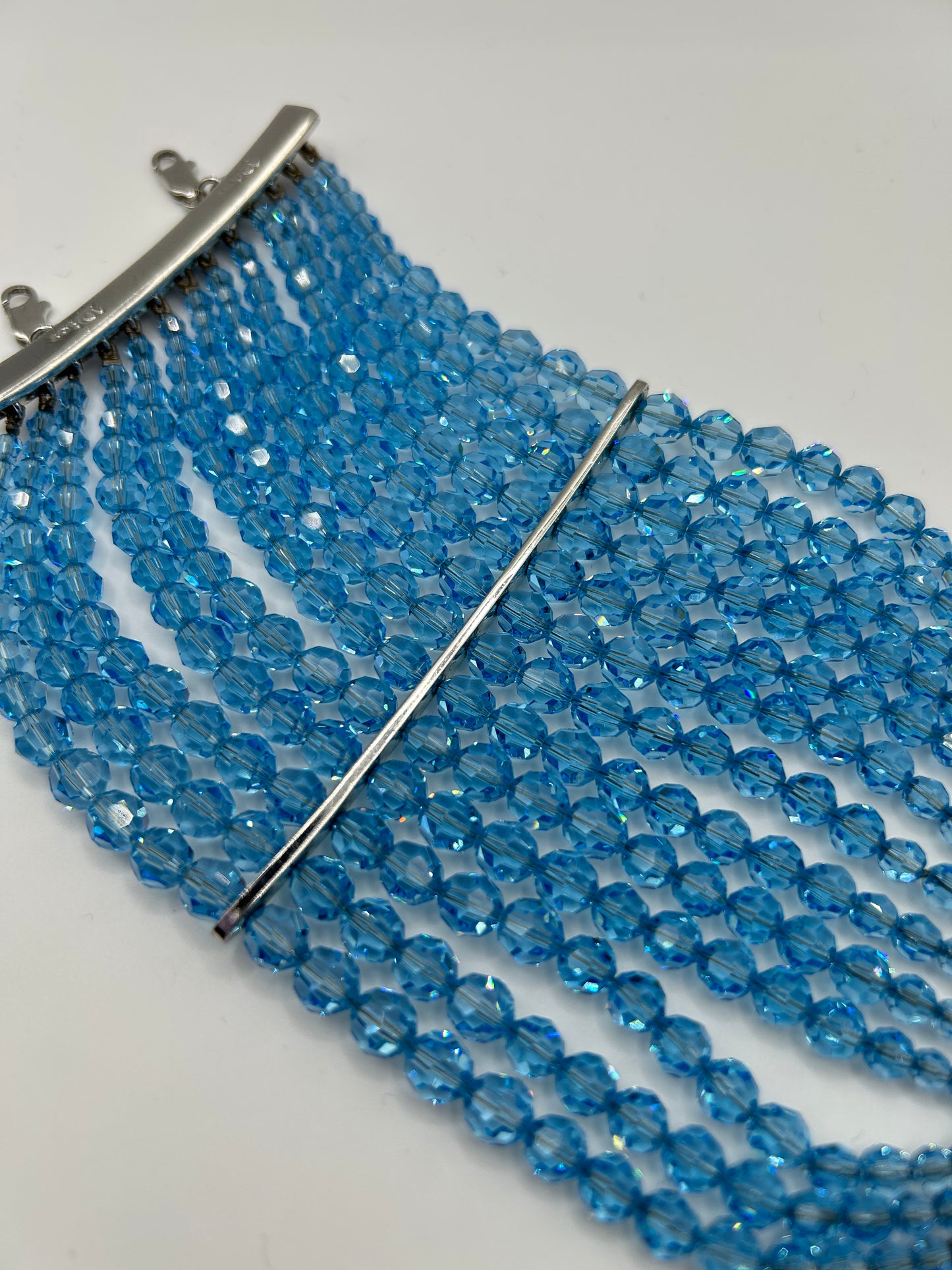 Christian Dior vintage bracelet from John Galliano era. 1990s. Baby blue glass crystals.