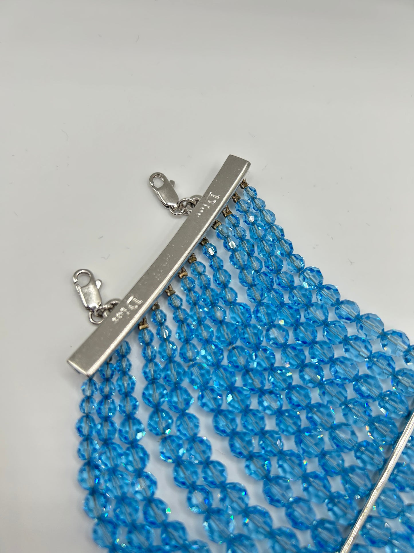 Christian Dior vintage bracelet from John Galliano era. 1990s. Baby blue glass crystals.