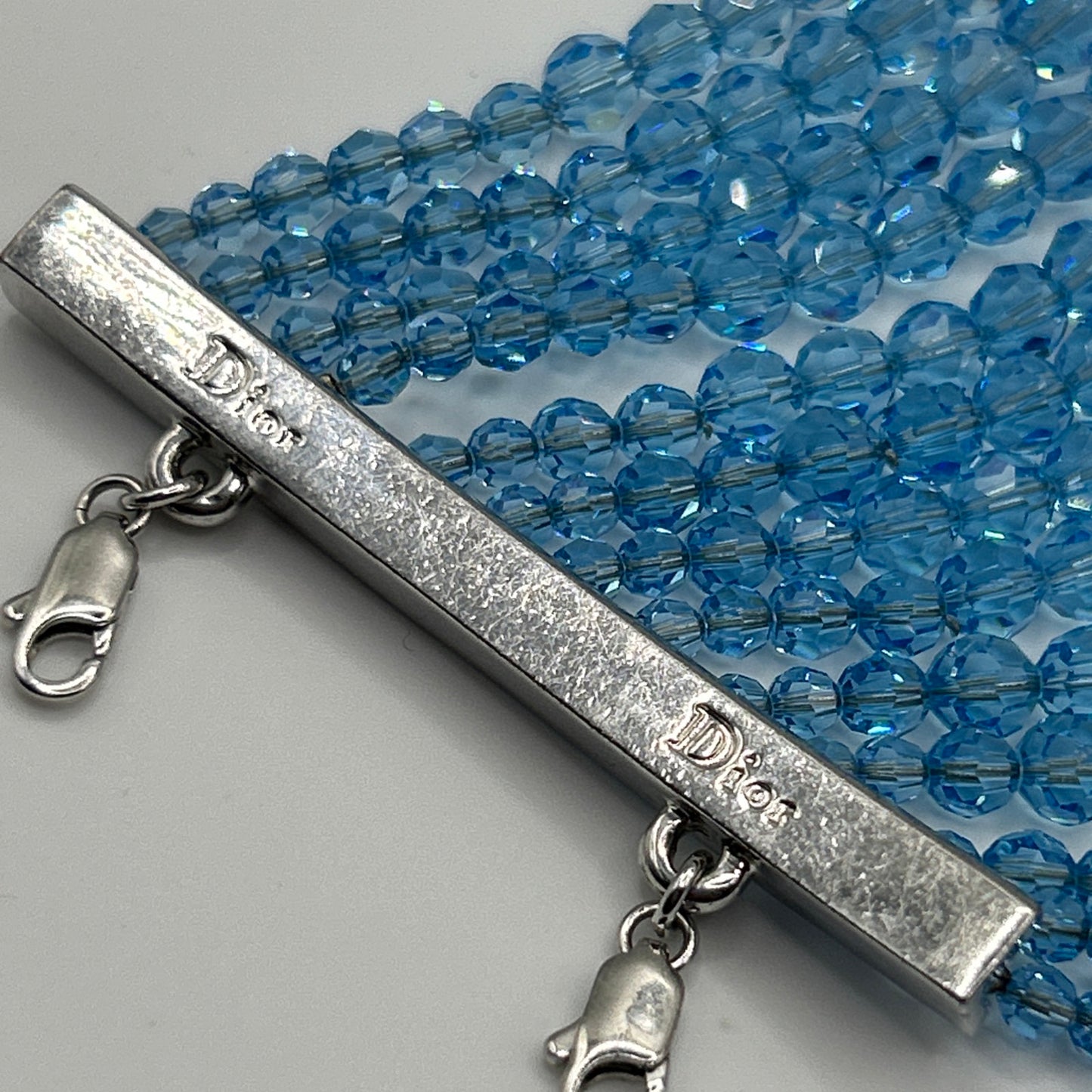 Christian Dior vintage bracelet from John Galliano era. 1990s. Baby blue glass crystals.