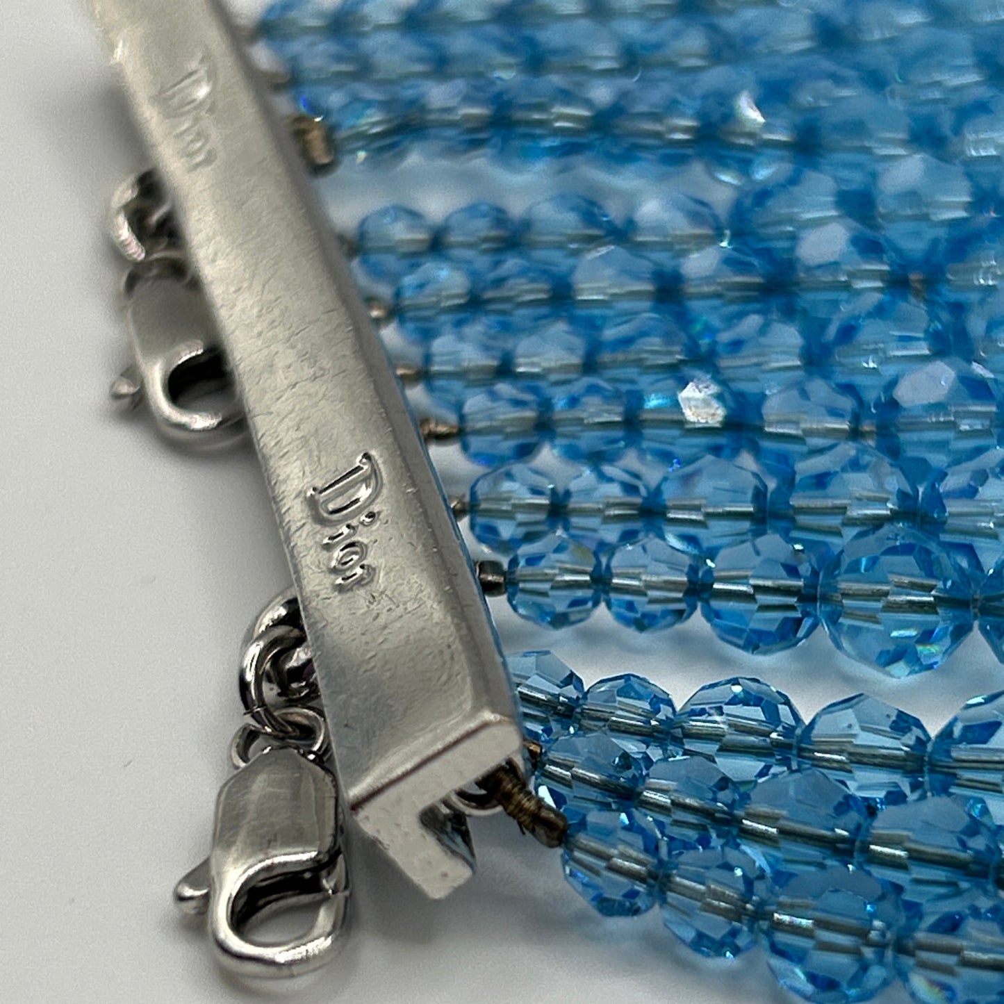 Christian Dior vintage bracelet from John Galliano era. 1990s. Baby blue glass crystals.