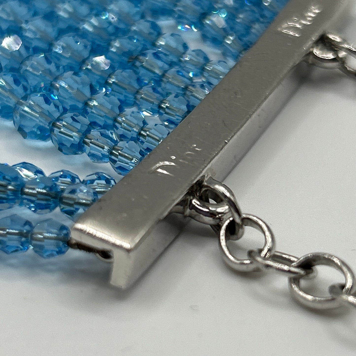 Christian Dior vintage bracelet from John Galliano era. 1990s. Baby blue glass crystals.
