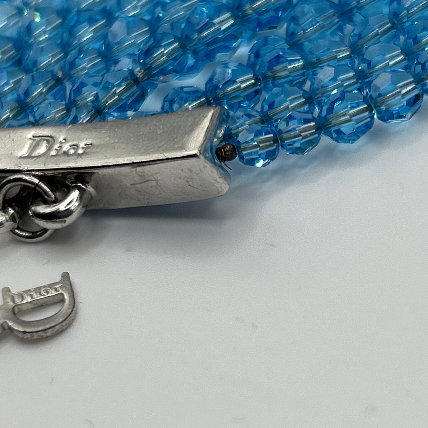 Christian Dior vintage bracelet from John Galliano era. 1990s. Baby blue glass crystals.