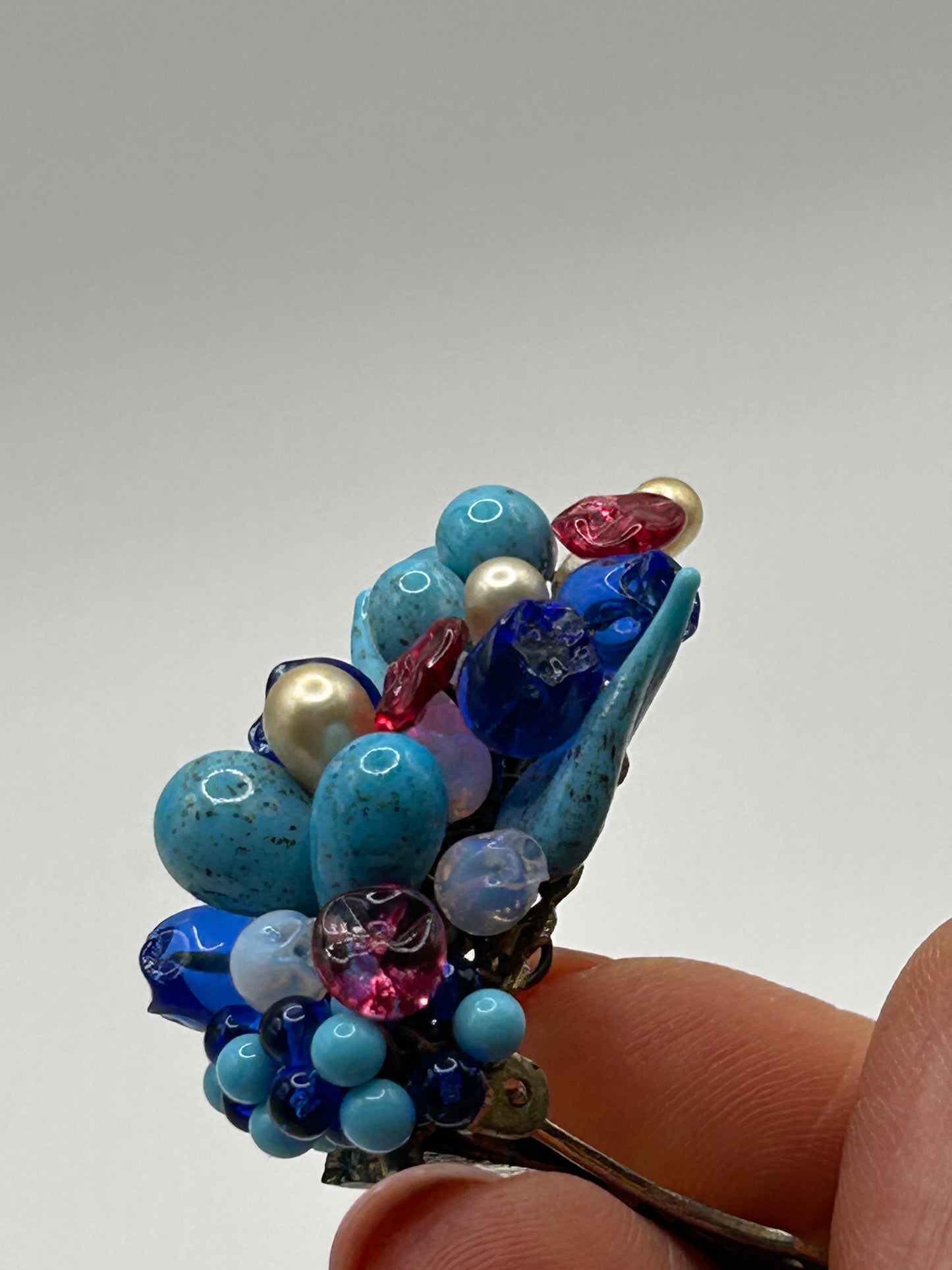 Louis Rousselet Vintage brooch French Glass Stones 1930s