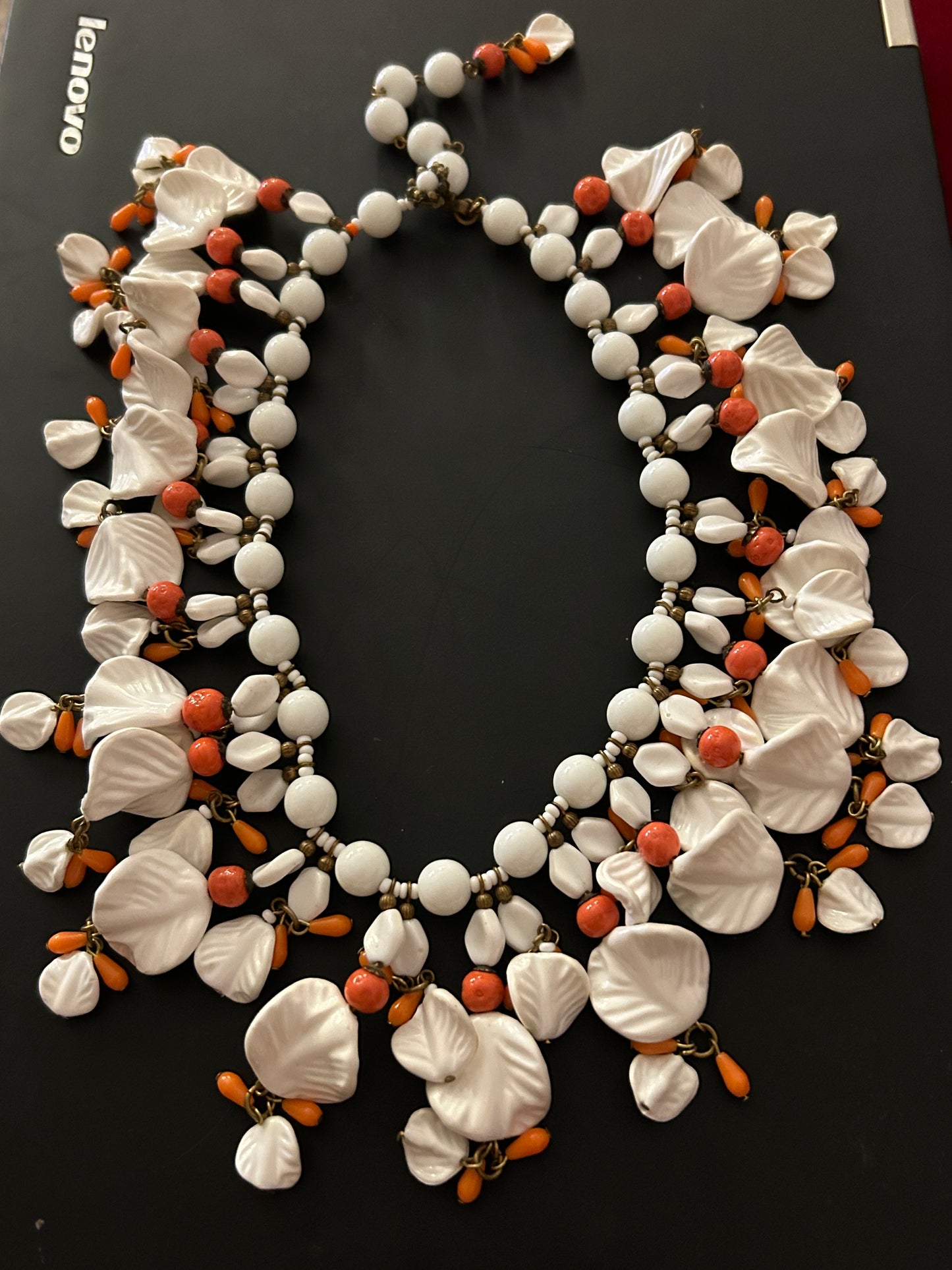 Miriam Haskell vintage Rare Milk Glass Necklace.