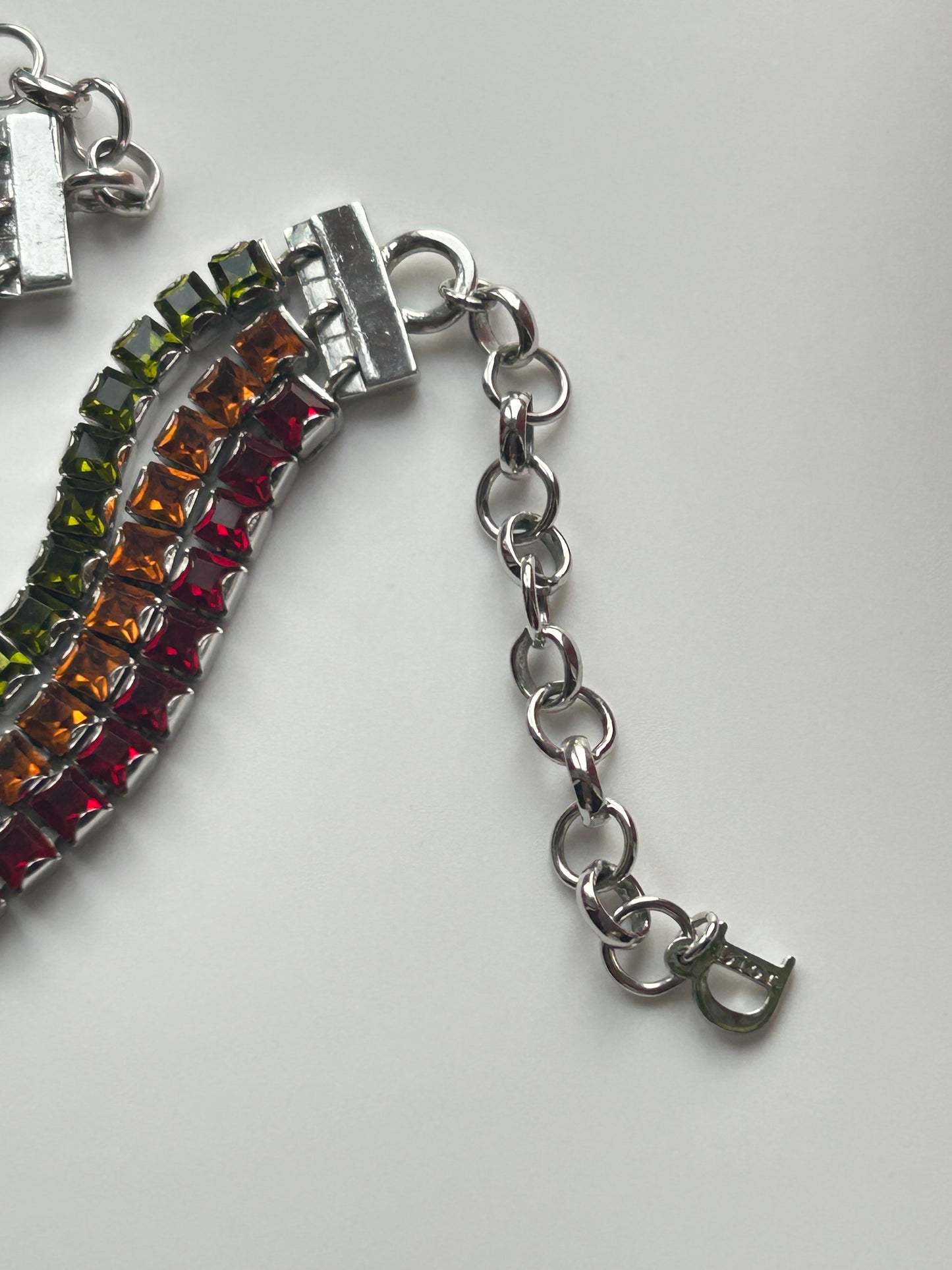 Christian Dior Red Enamel And Multicoloured Rhinestones Choker And Bracelet Set.