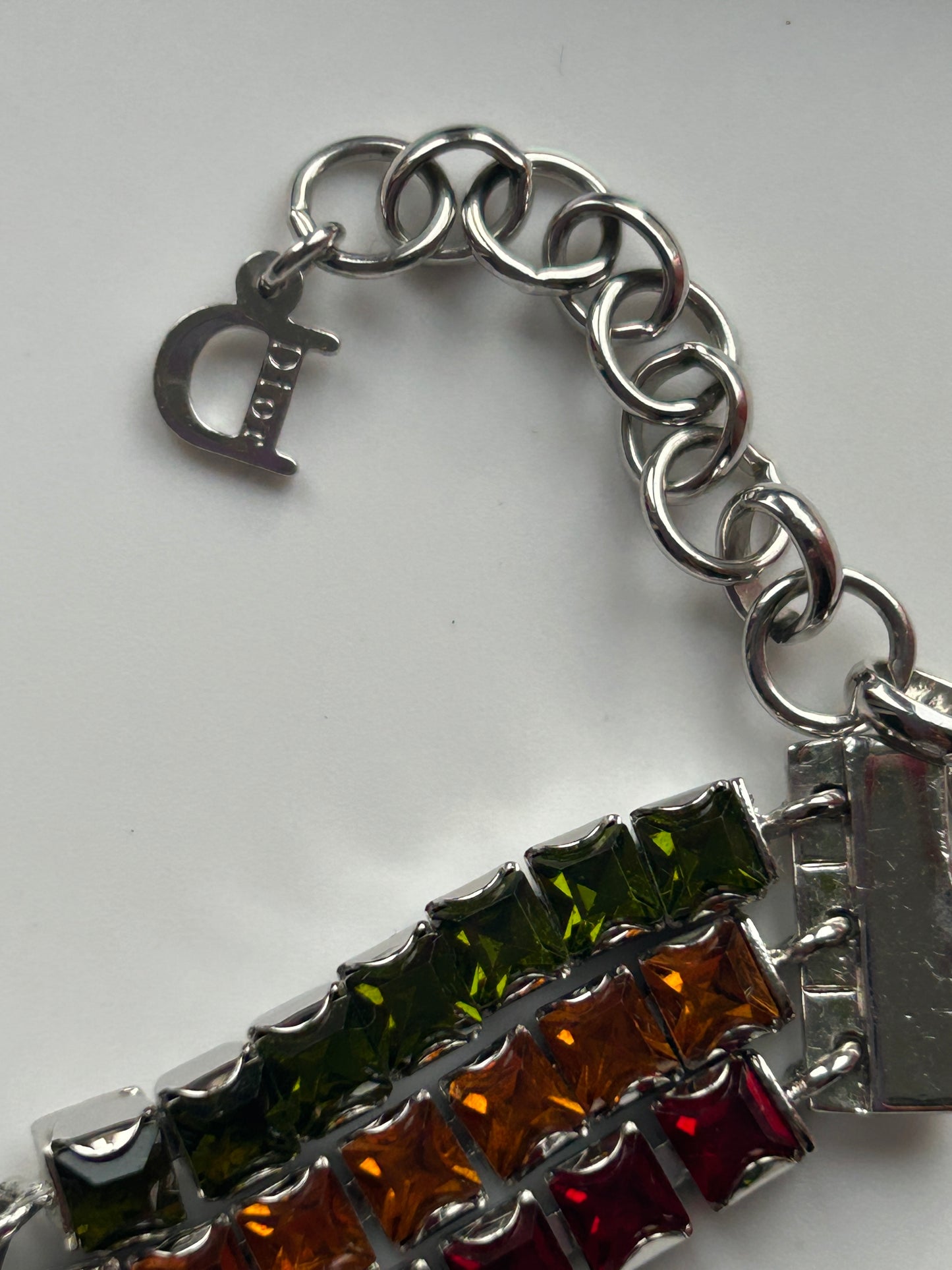 Christian Dior Red Enamel And Multicoloured Rhinestones Choker And Bracelet Set.