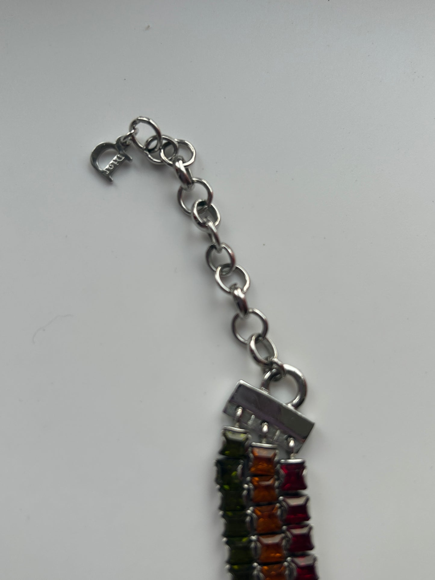 Christian Dior Red Enamel And Multicoloured Rhinestones Choker And Bracelet Set.