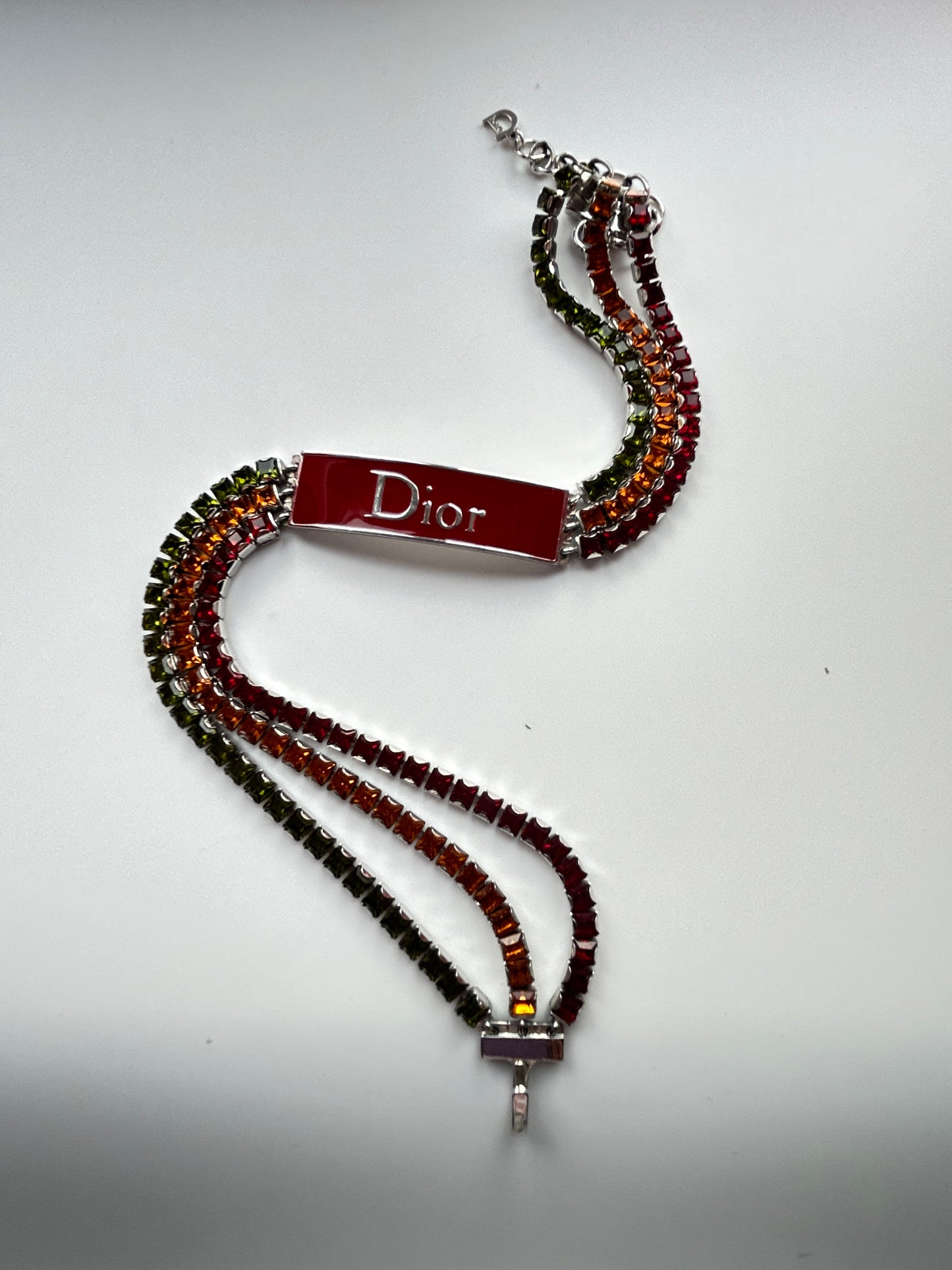 Christian Dior Red Enamel And Multicoloured Rhinestones Choker And Bracelet Set.