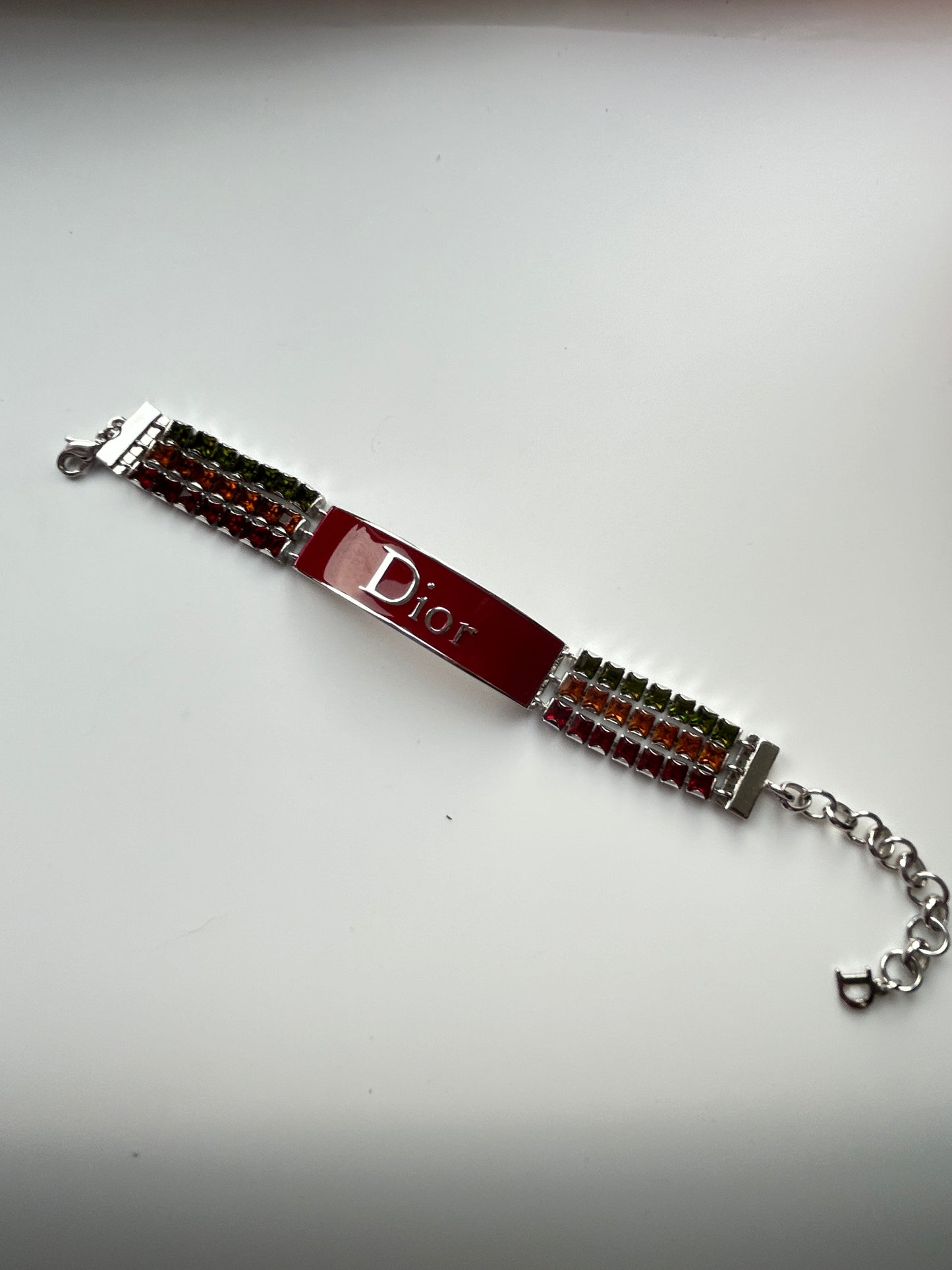 Christian Dior Red Enamel And Multicoloured Rhinestones Choker And Bracelet Set.