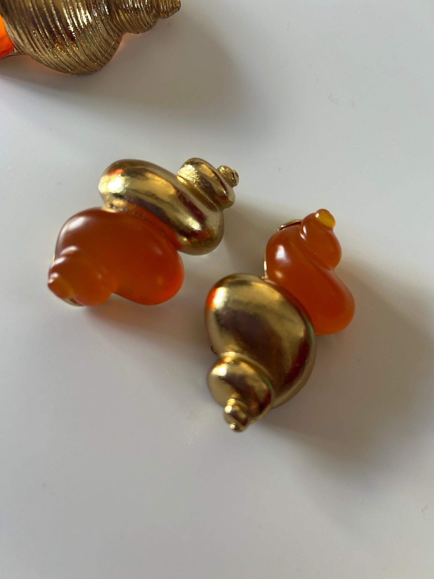 Christian Dior vintage 1980s Sea Shell earrings and Brooch.