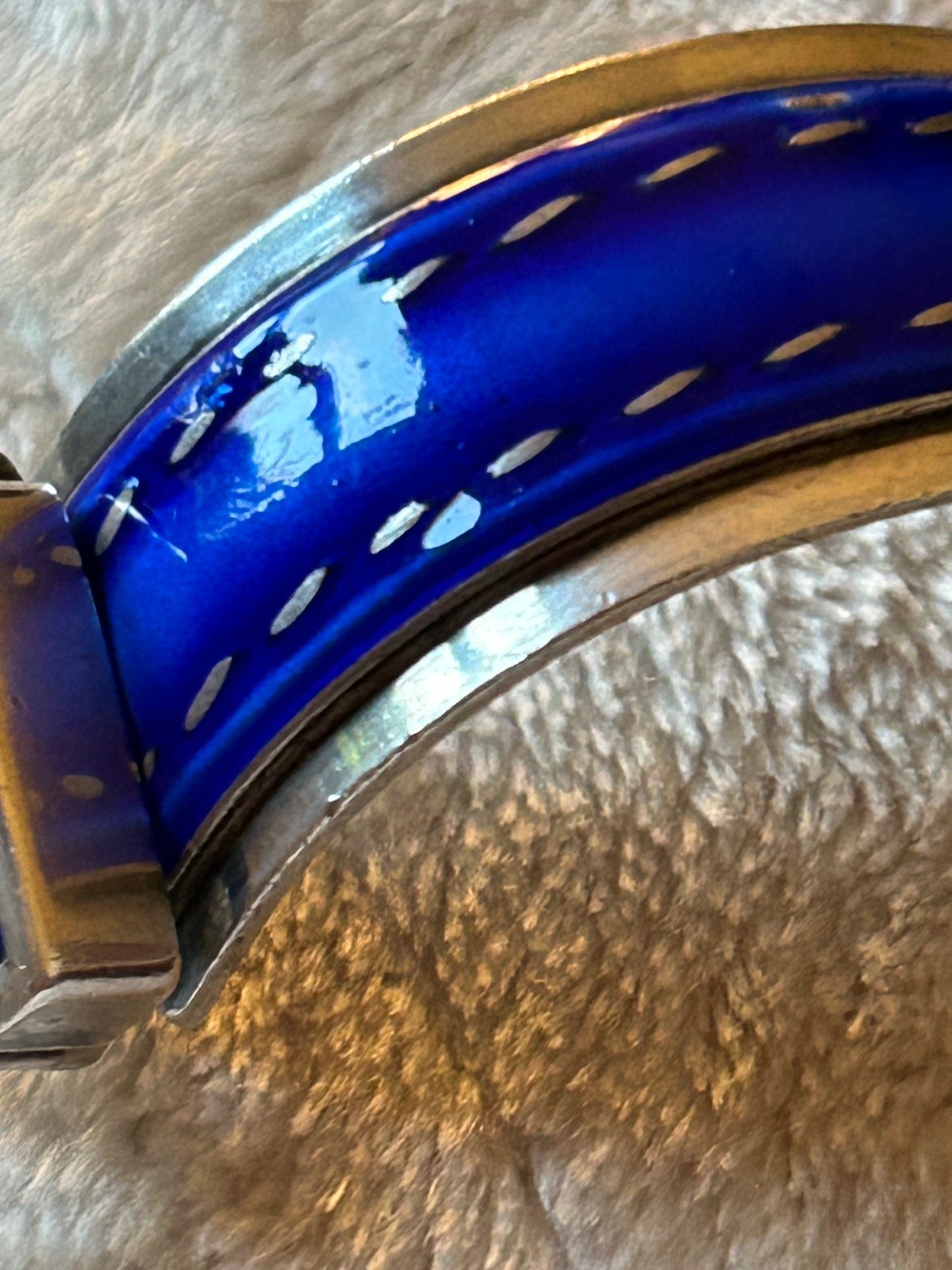 Vintage 1970 Rare Gucci Silver 925 Blue Enamel Buckle Belt Bracelet
