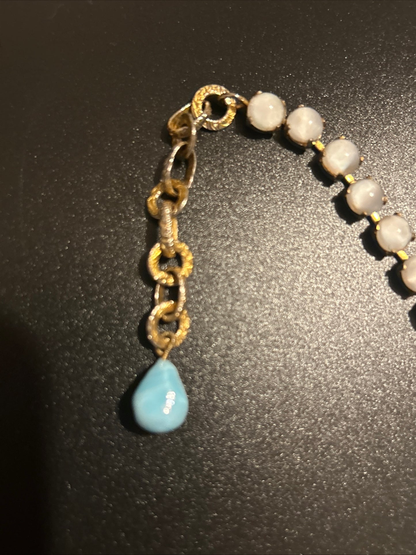 Christian Dior Vintage bib Necklace. Turquoise Glass Stones. Gripox glass