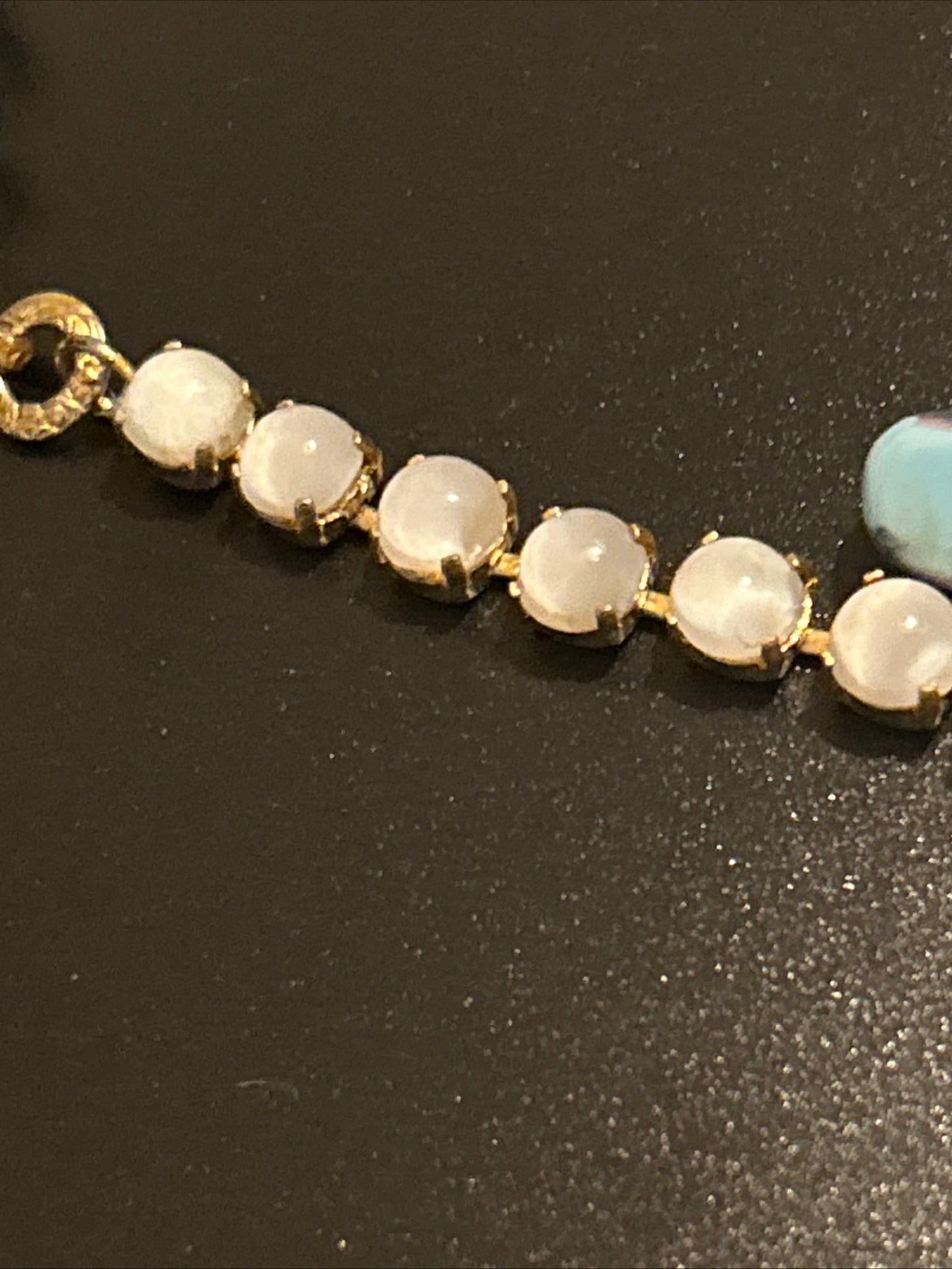 Christian Dior Vintage bib Necklace. Turquoise Glass Stones. Gripox glass
