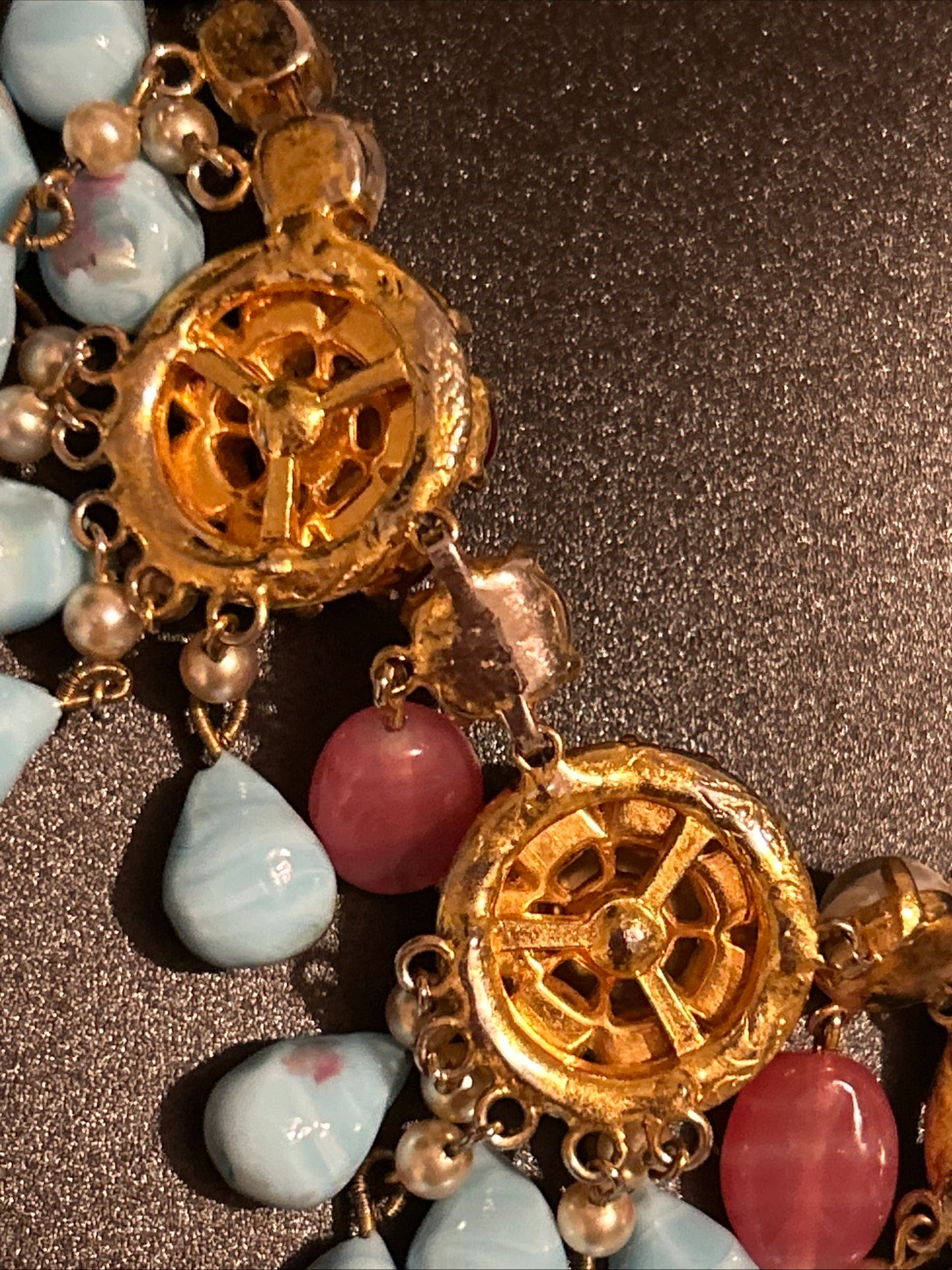 Christian Dior Vintage bib Necklace. Turquoise Glass Stones. Gripox glass