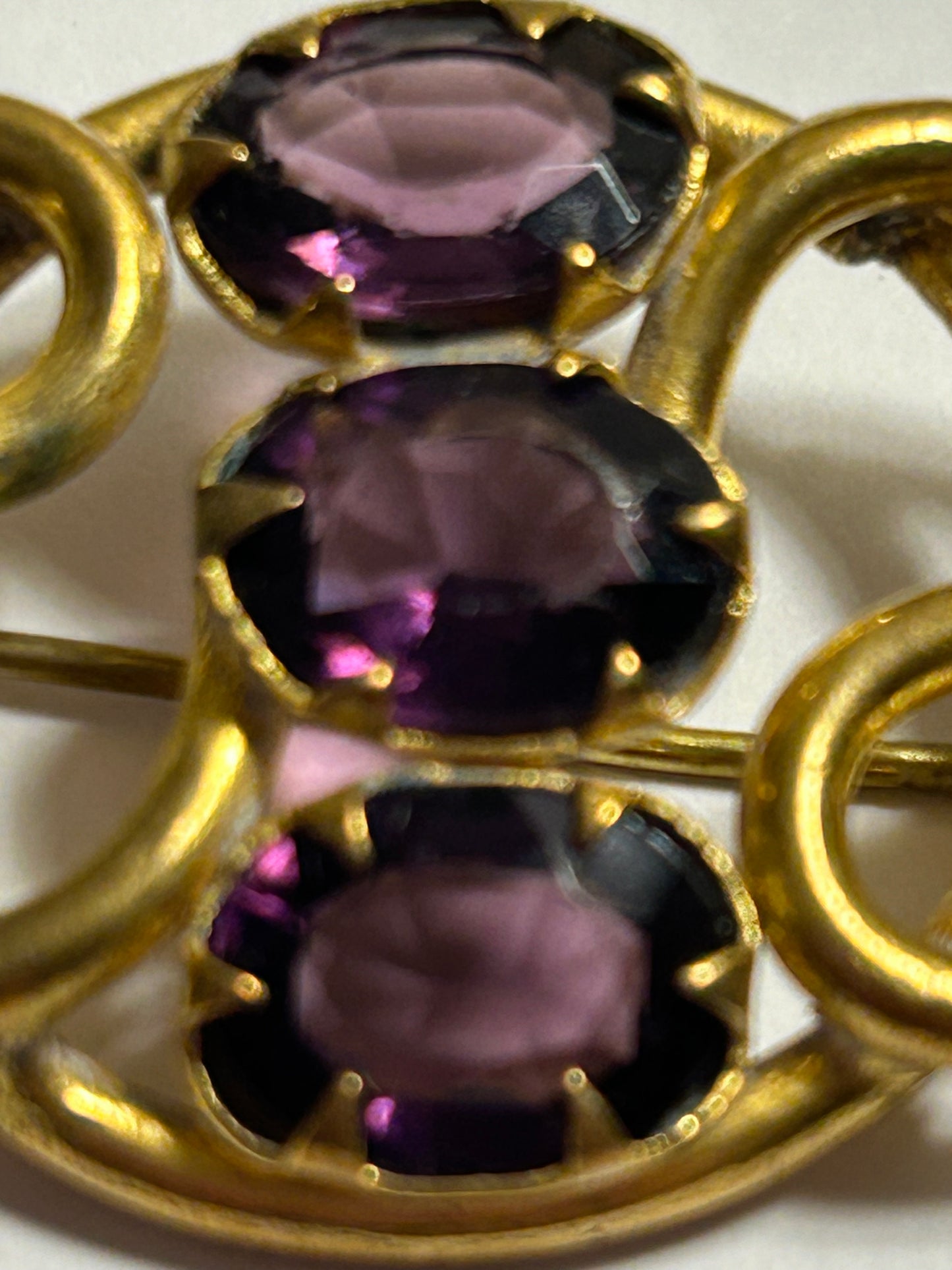 Antique Victorian purple stone brooch love knot