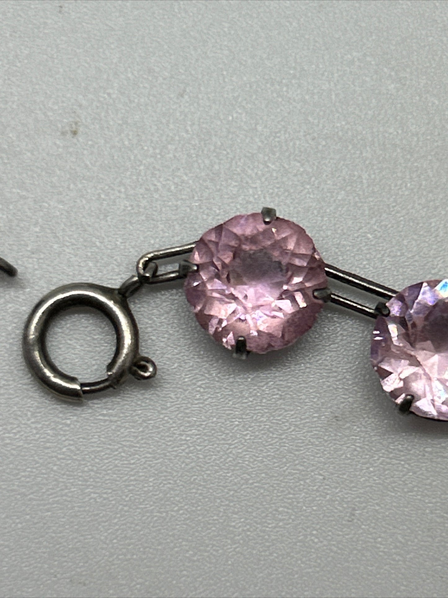 Antique Victorian Silver Pink Paste Riviere Necklace