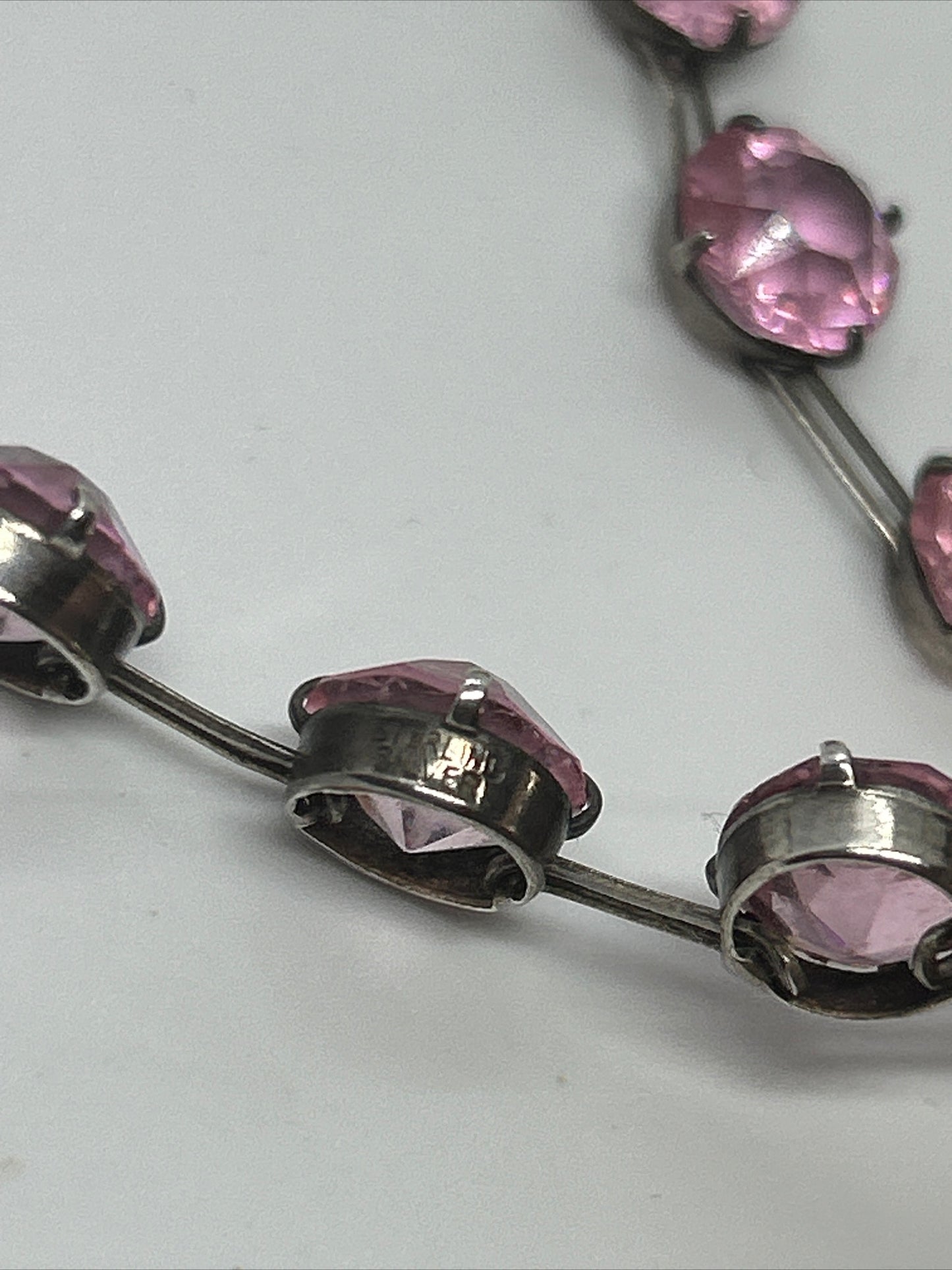 Antique Victorian Silver Pink Paste Riviere Necklace