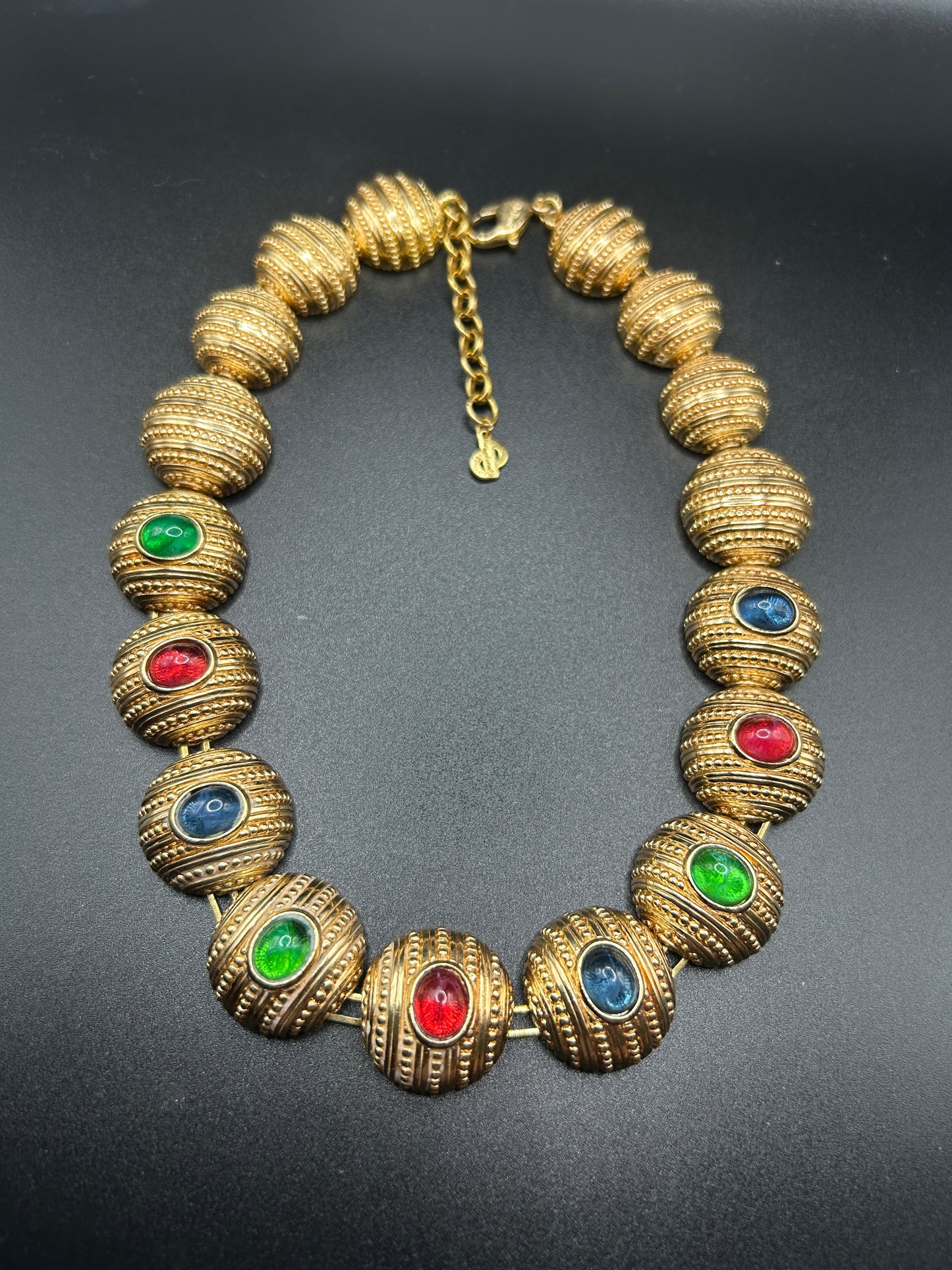 Christian Dior multicoloured glass cabochon necklace vintage