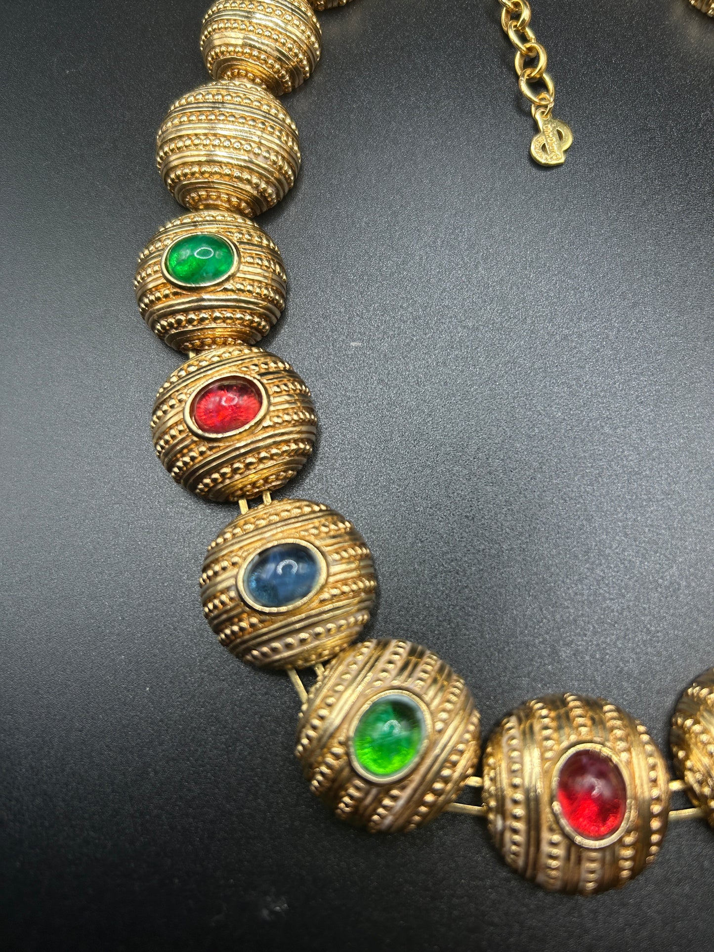 Christian Dior multicoloured glass cabochon necklace vintage