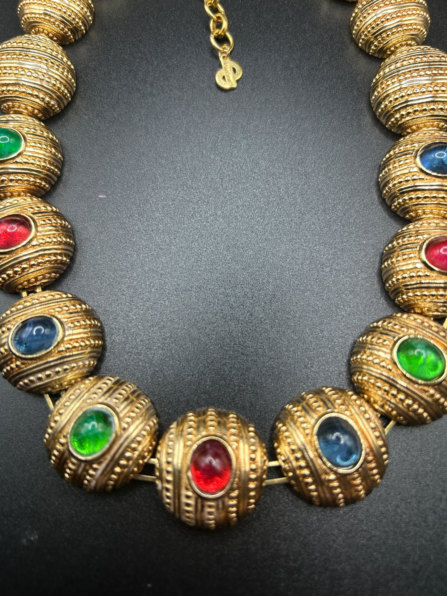 Christian Dior multicoloured glass cabochon necklace vintage