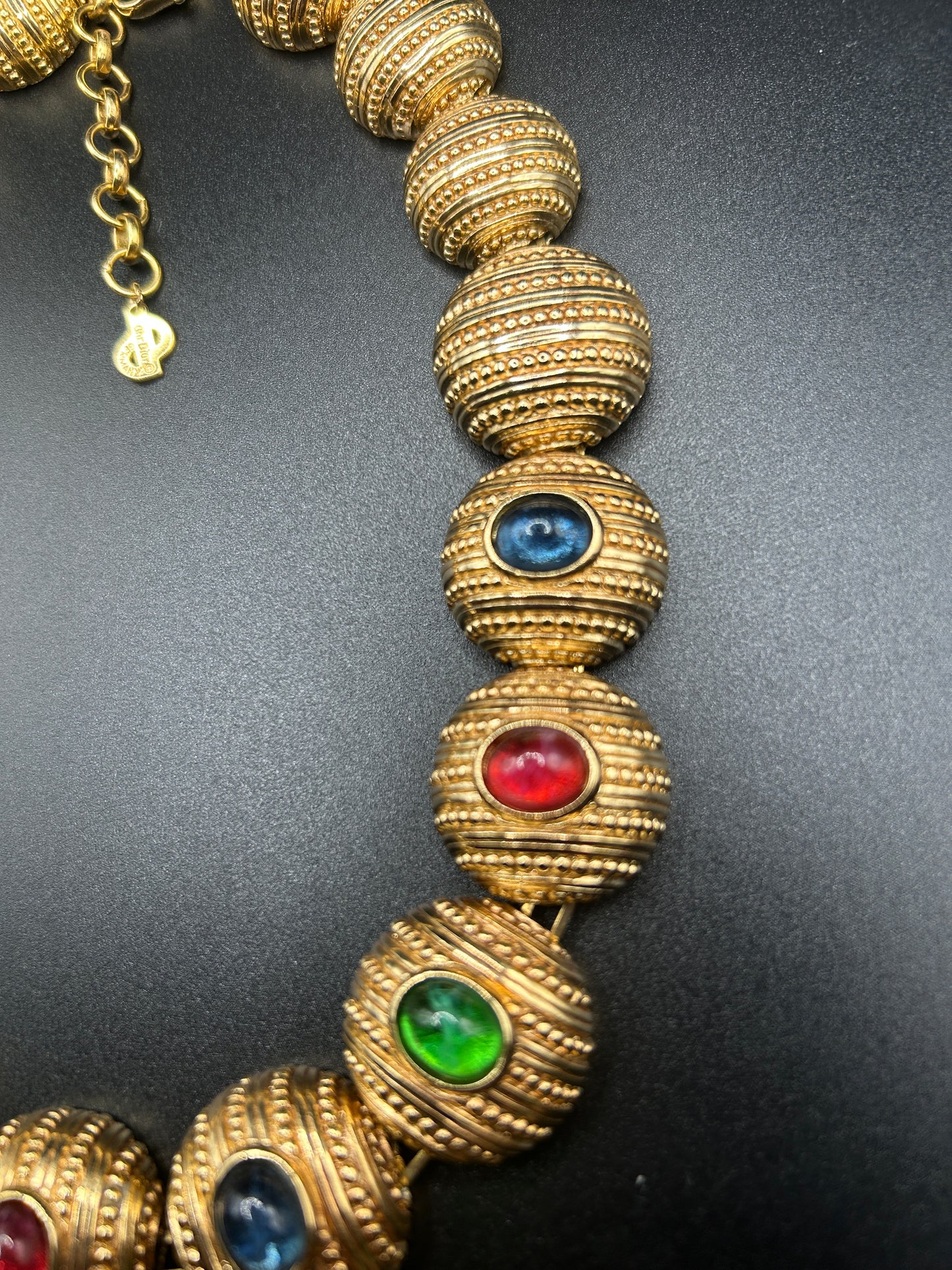 Christian Dior multicoloured glass cabochon necklace vintage