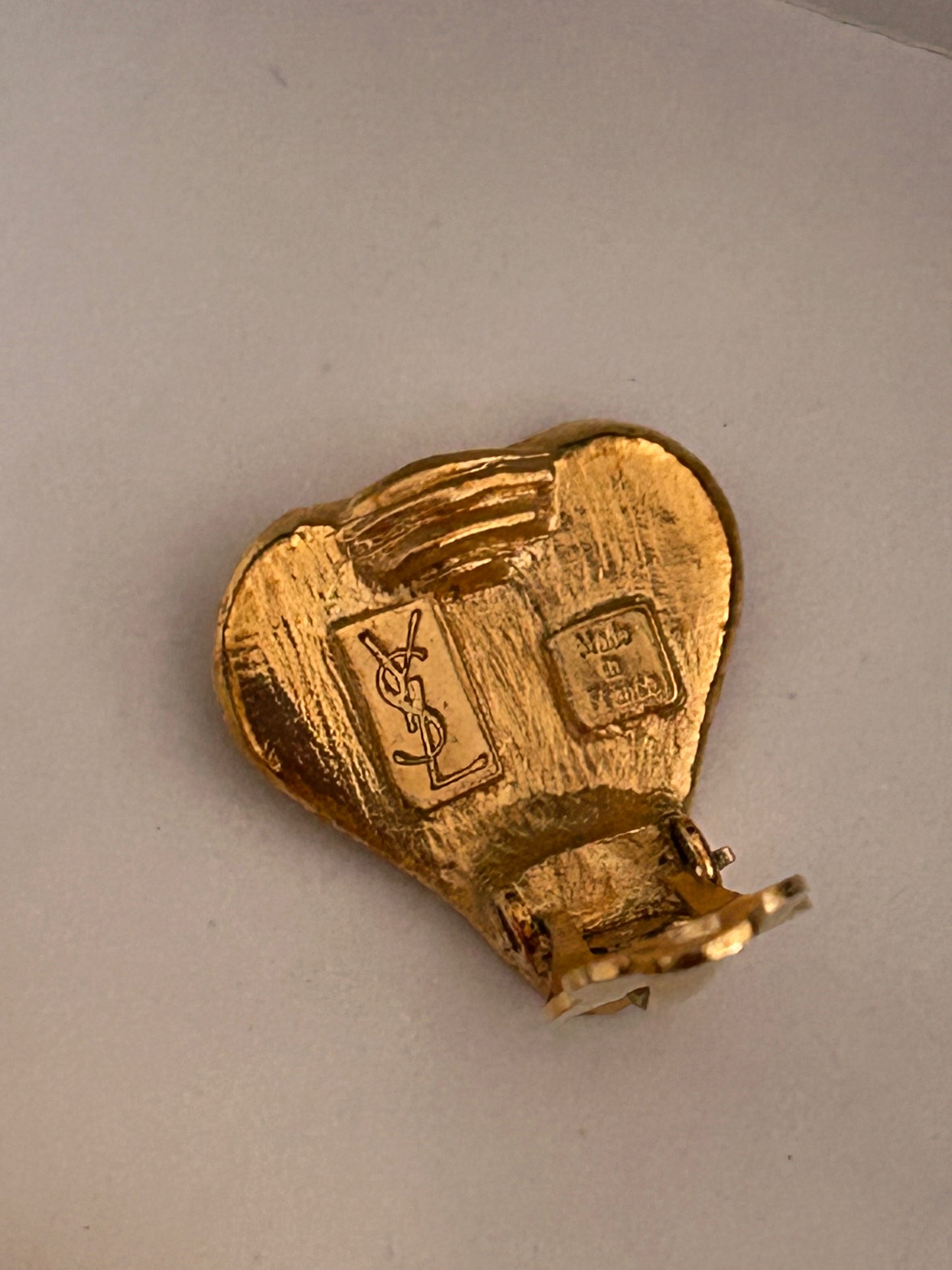 YSL vintage heart shaped earrings clip on style