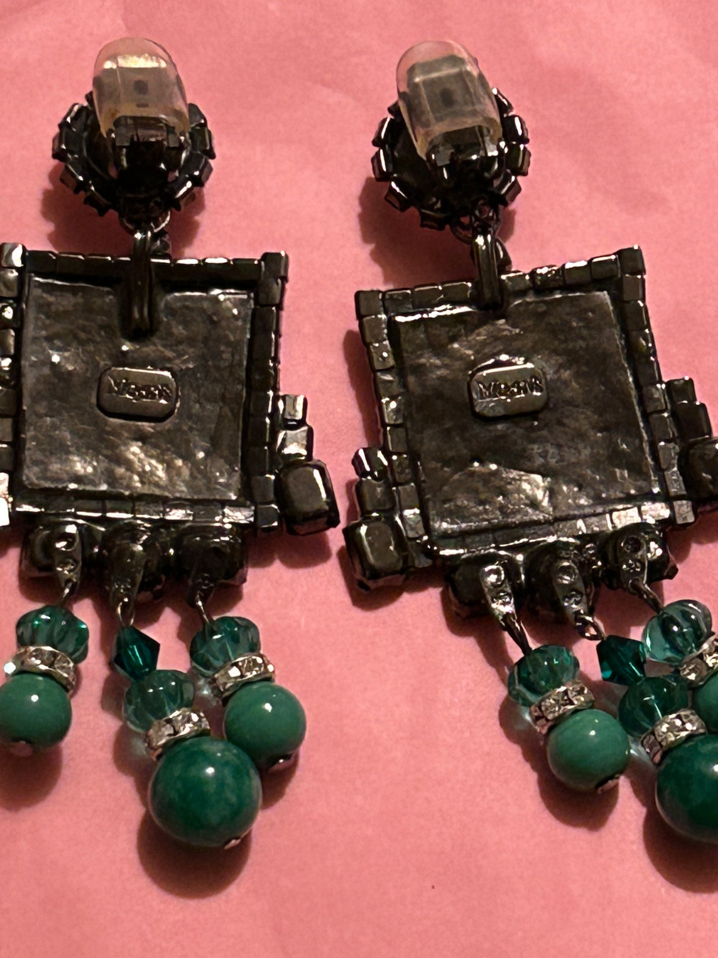 Vintage Earrings Signed Moans Couture Runway