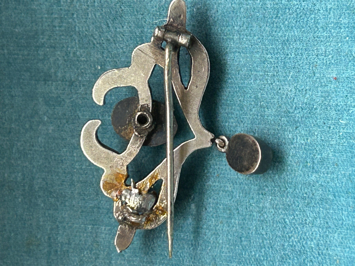 Antique Silver Art Nouveau Turquoise Dangle